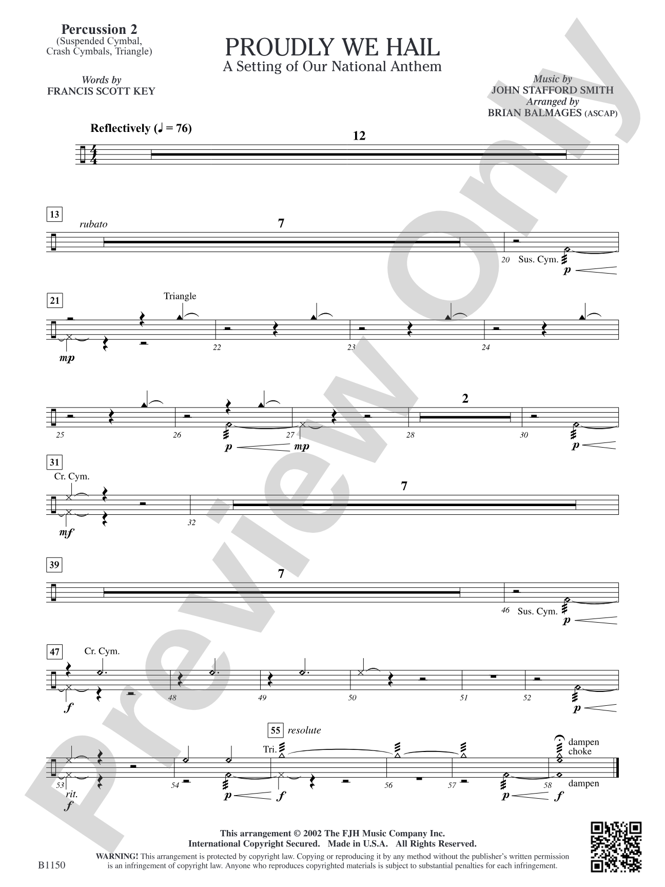 Proudly We Hail (A Setting of Our National Anthem): Percussion 2