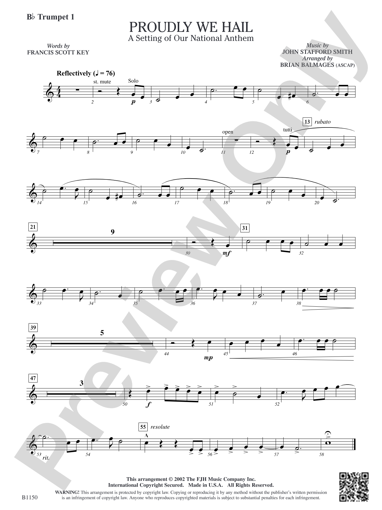 Proudly We Hail (A Setting of Our National Anthem): B-flat Trumpet 1