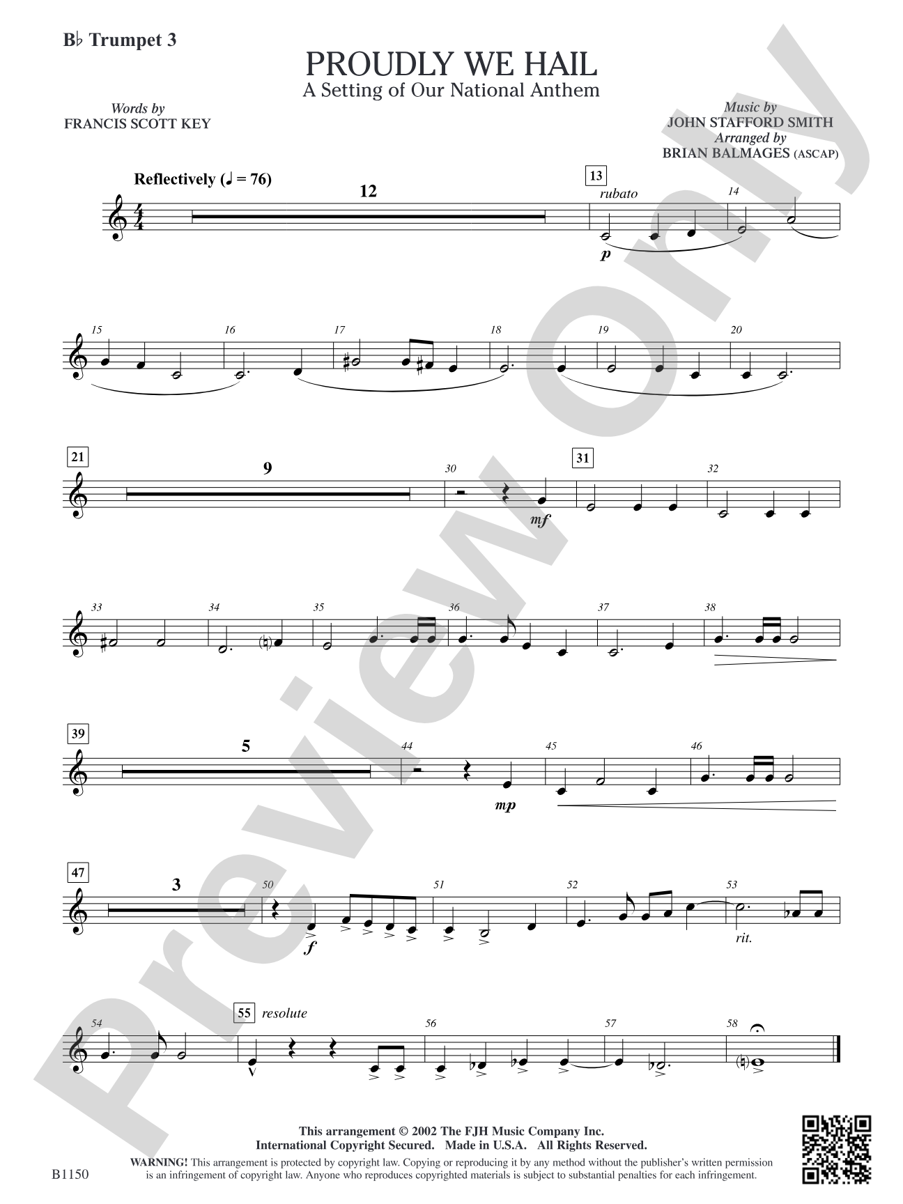 Proudly We Hail (A Setting of Our National Anthem): B-flat Trumpet 3