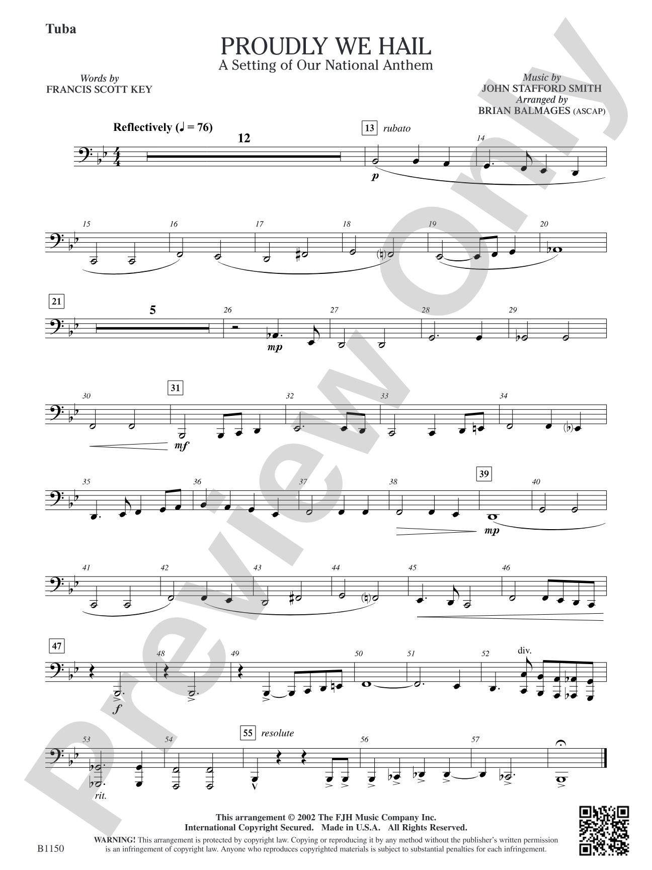 Proudly We Hail (A Setting of Our National Anthem): Tuba