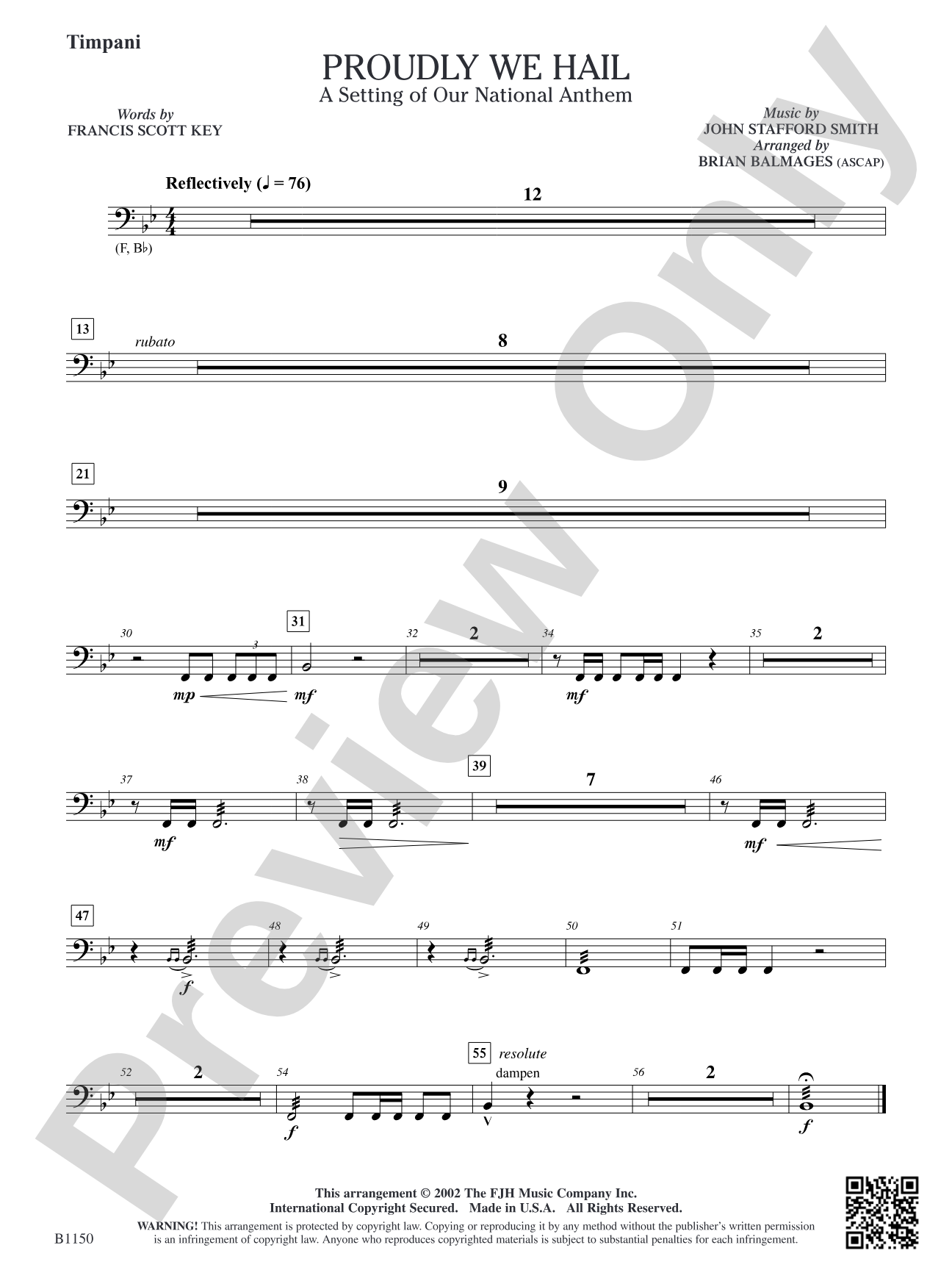 Proudly We Hail (A Setting of Our National Anthem): Timpani