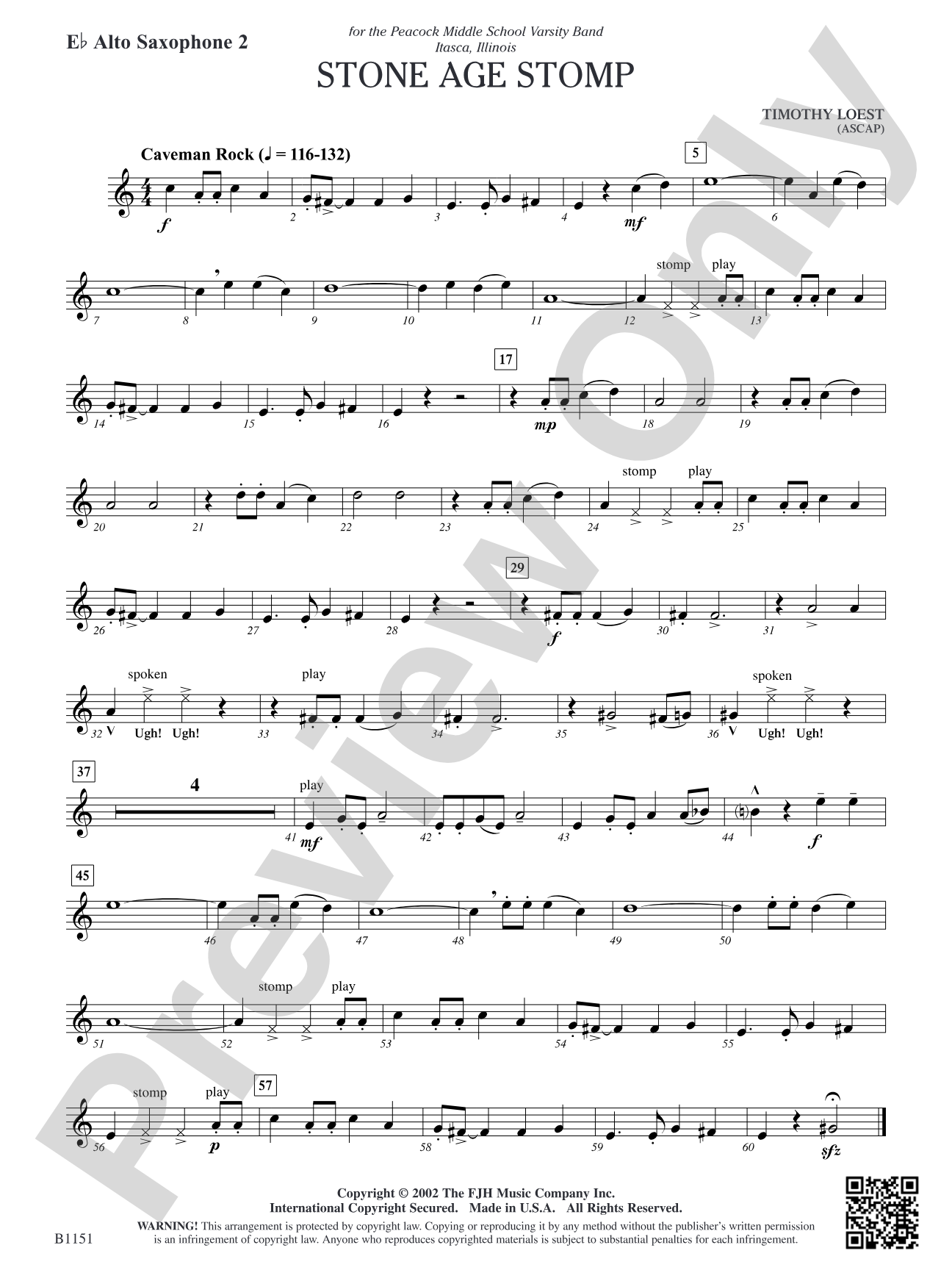Stone Age Stomp: E-flat Alto Saxophone 2