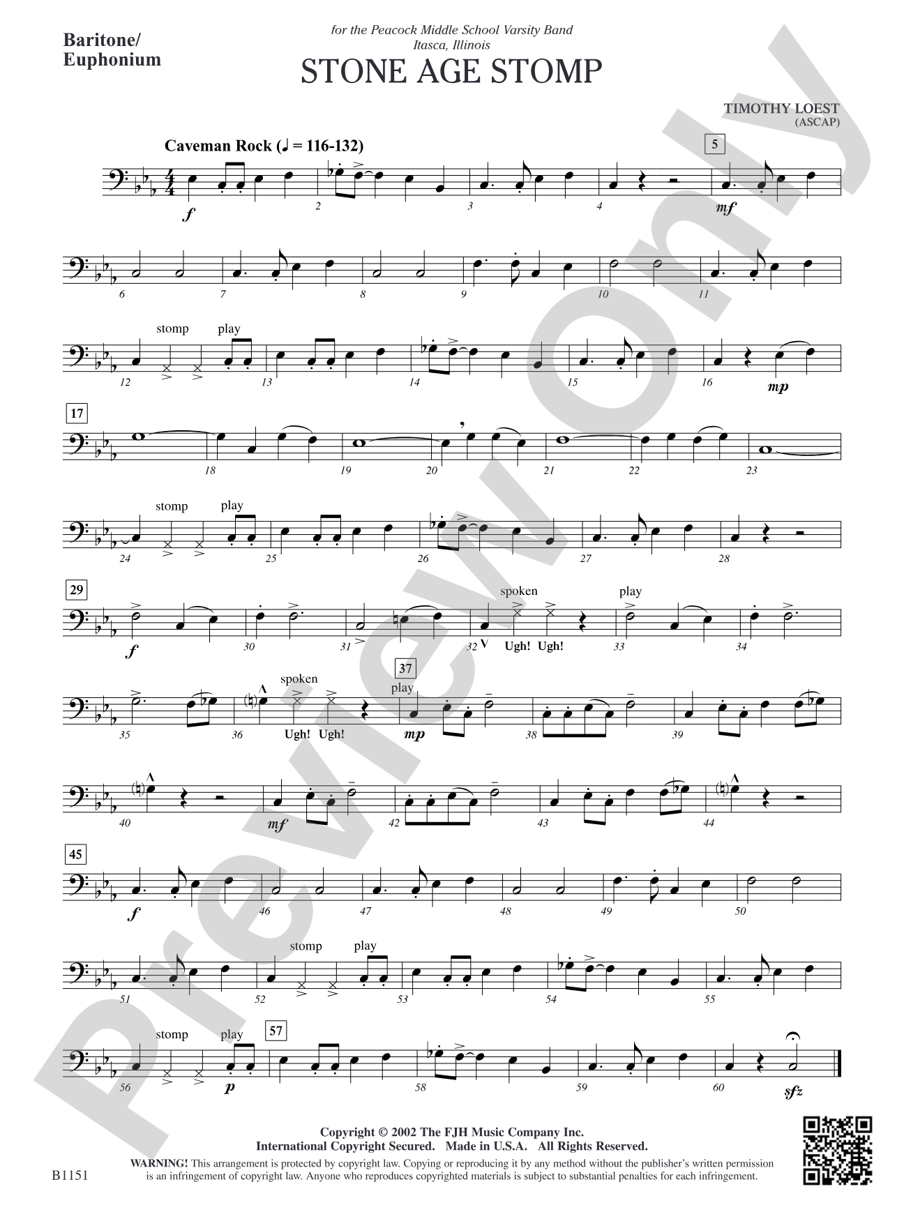 Stone Age Stomp: Baritone/Euphonium