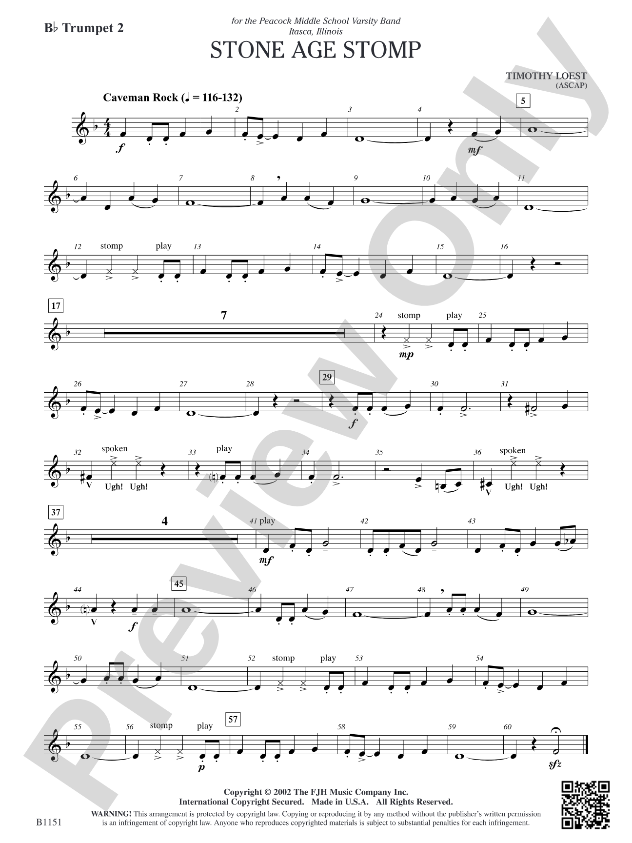 Stone Age Stomp: B-flat Trumpet 2