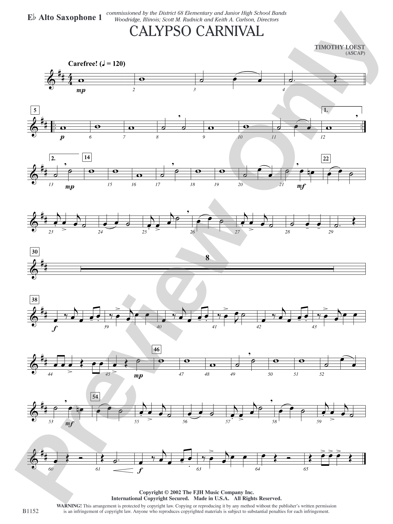 Calypso Carnival: E-flat Alto Saxophone 1