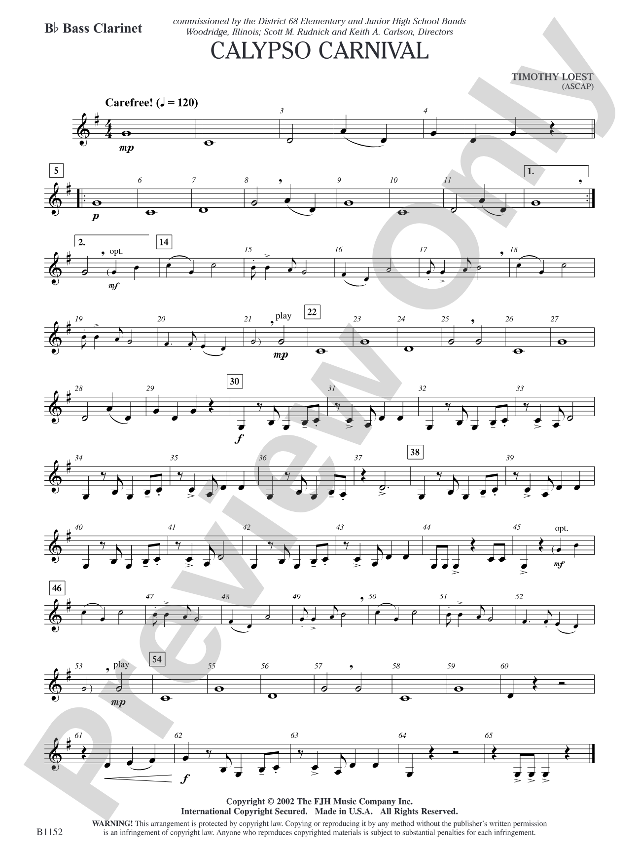 Calypso Carnival: B-flat Bass Clarinet