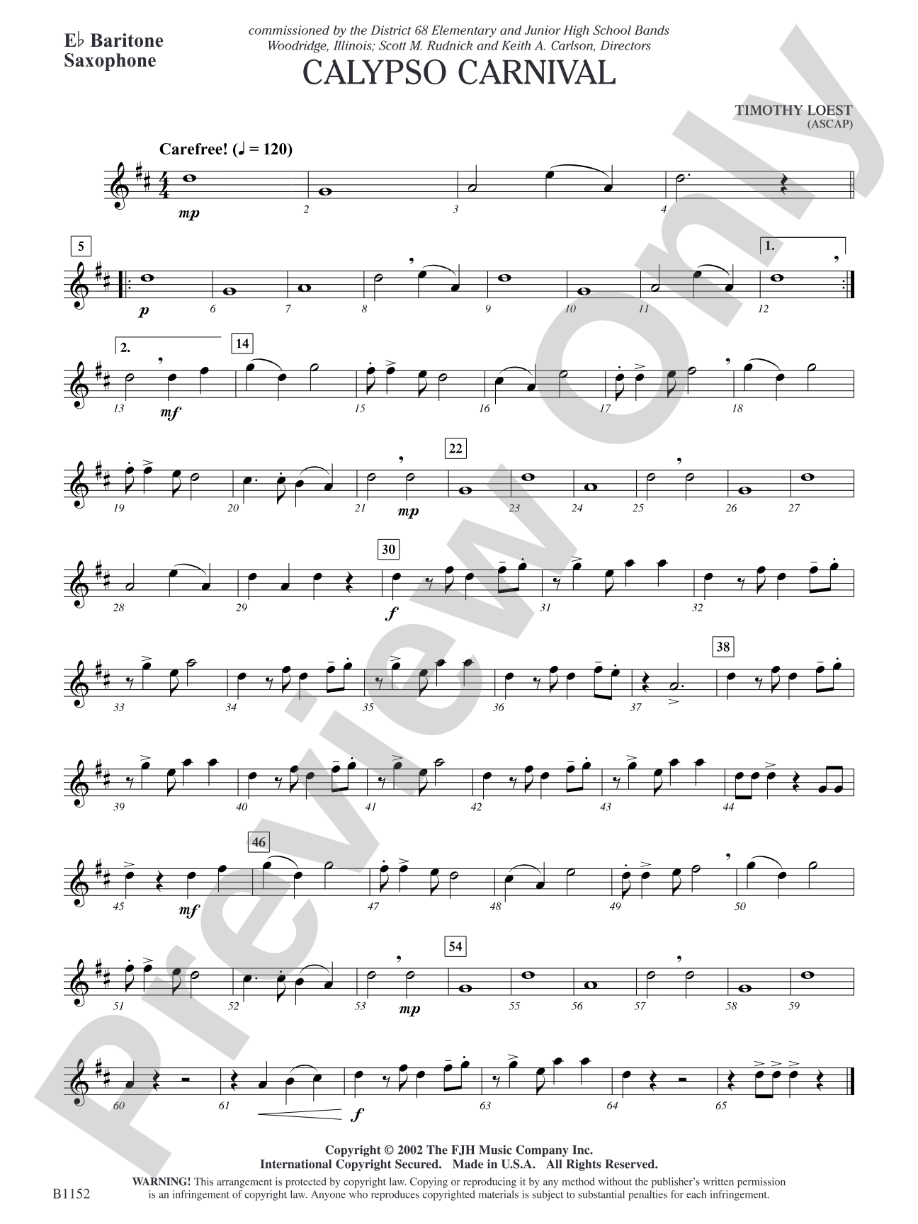 Calypso Carnival: E-flat Baritone Saxophone