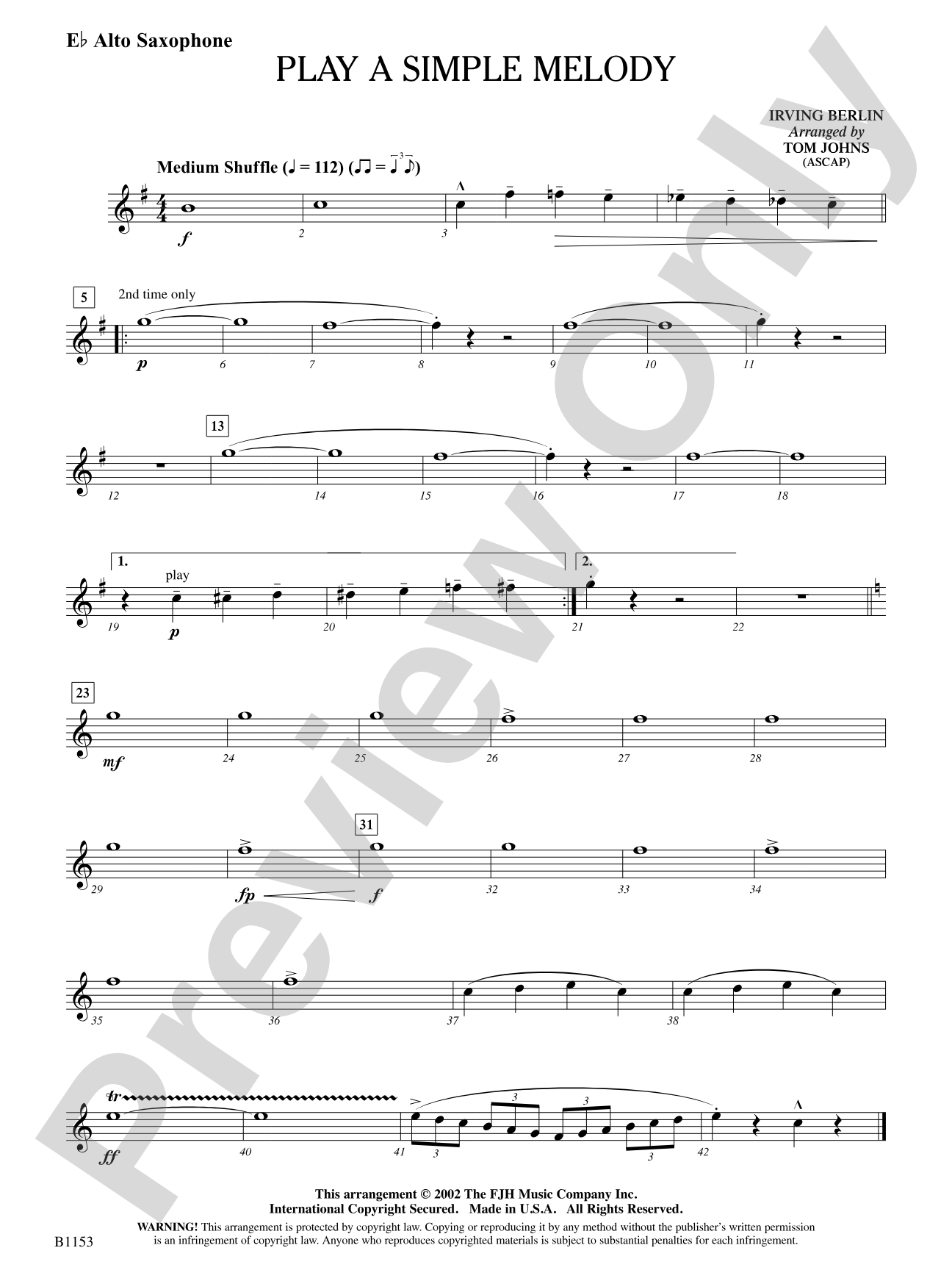 Play a Simple Melody: E-flat Alto Saxophone