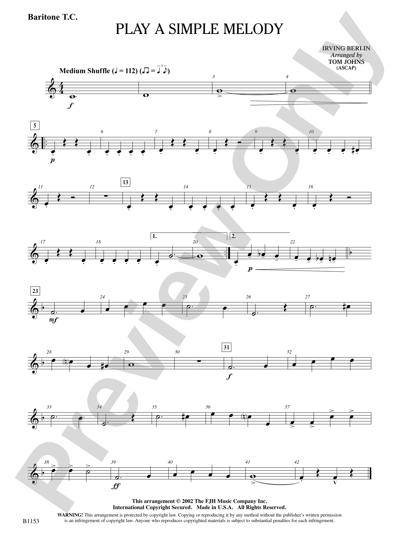 Play a Simple Melody: Baritone T.C.