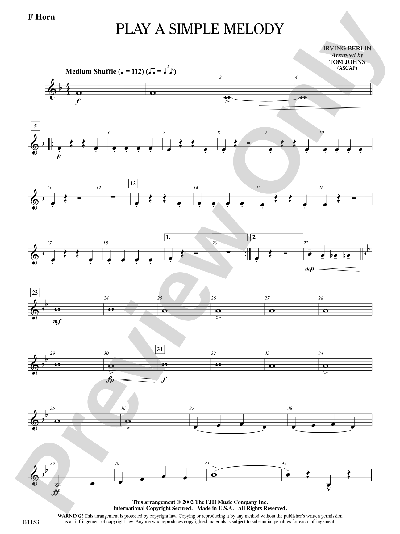 Play a Simple Melody: F Horn