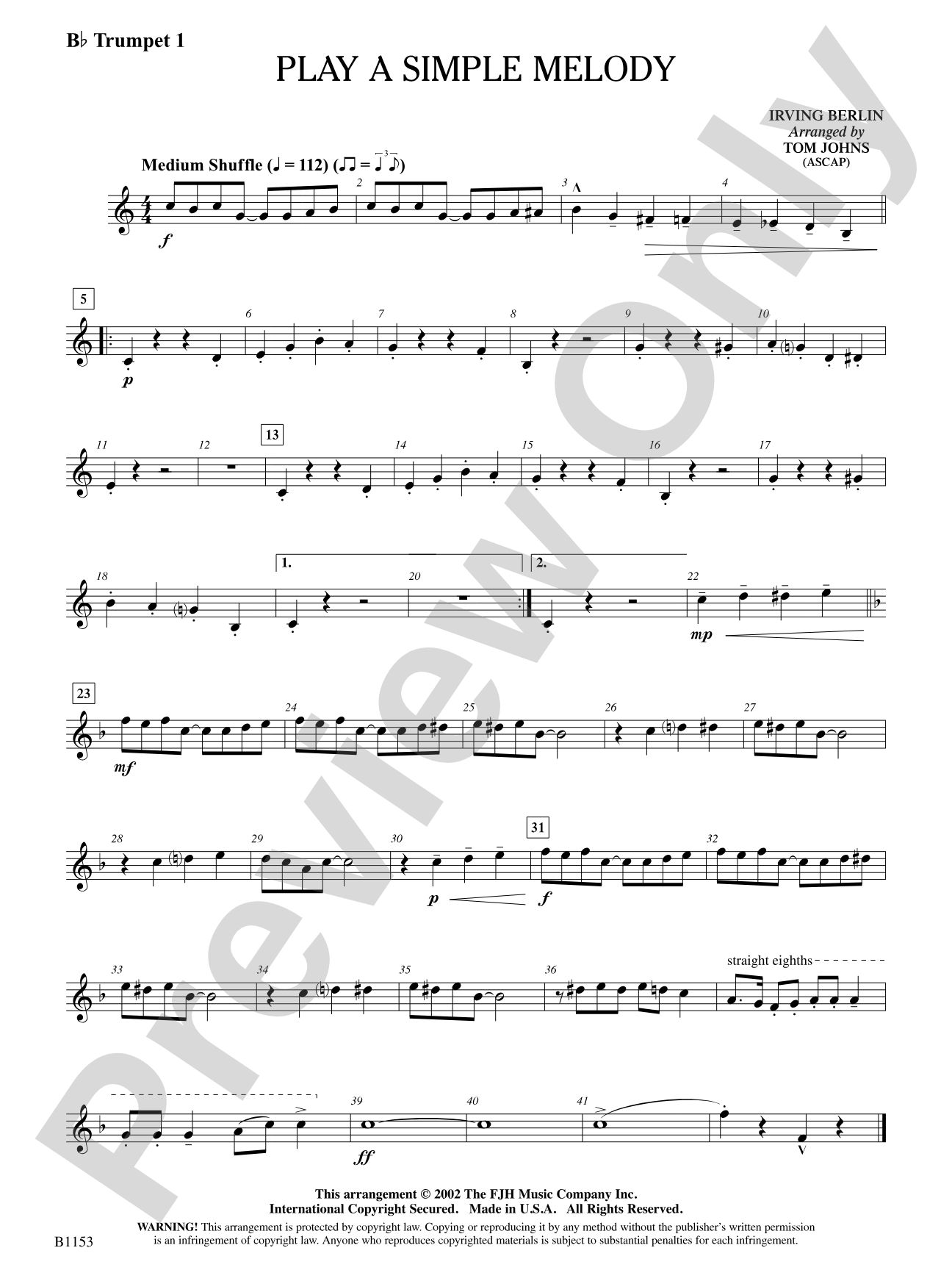 Play a Simple Melody: B-flat Trumpet 1