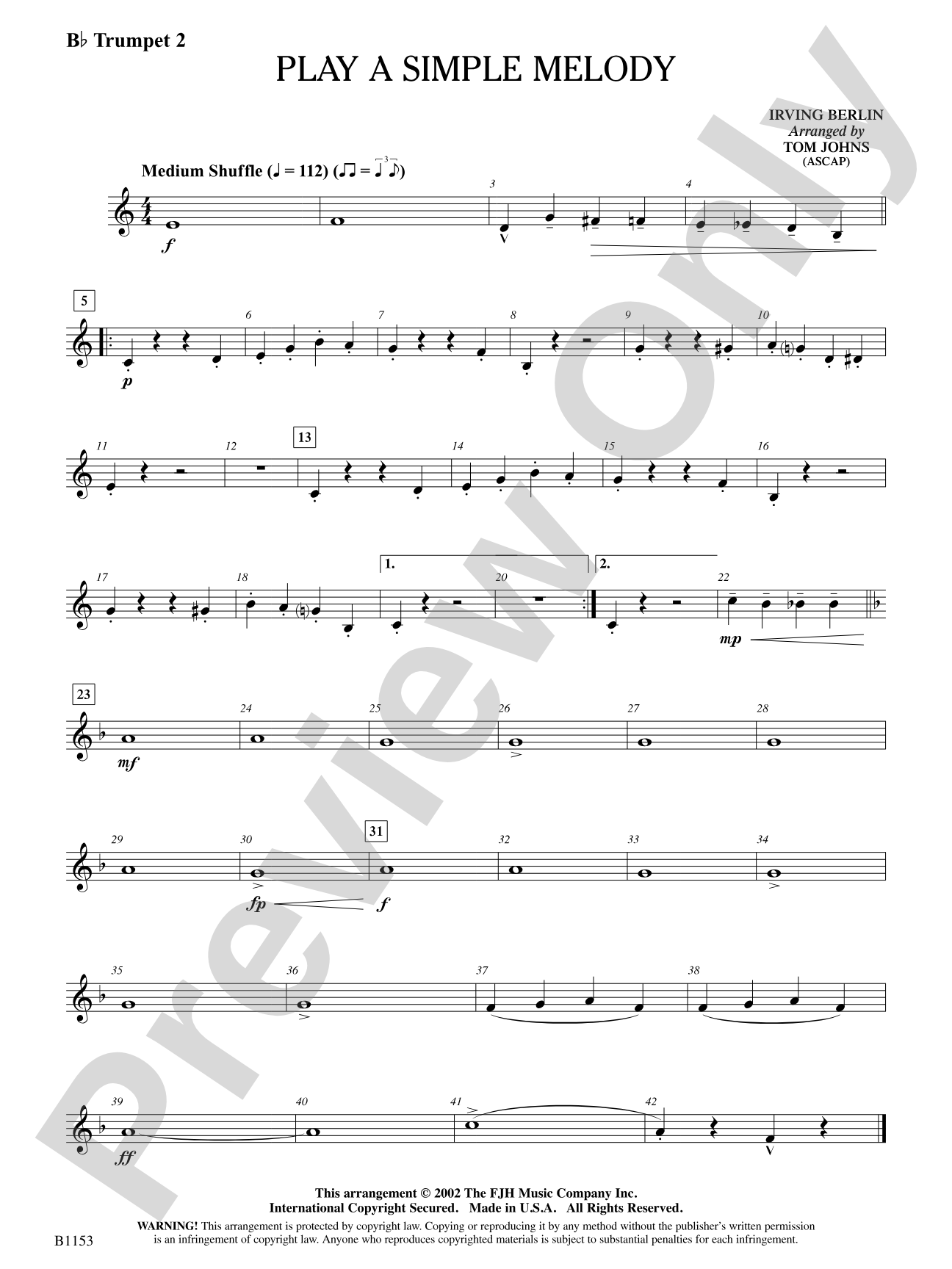 Play a Simple Melody: B-flat Trumpet 2