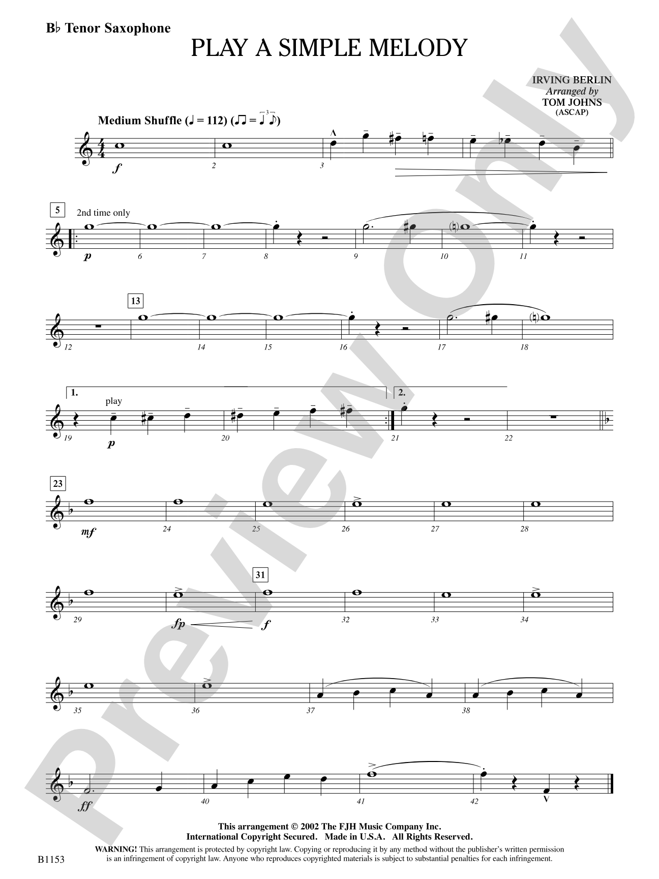 Play a Simple Melody: B-flat Tenor Saxophone