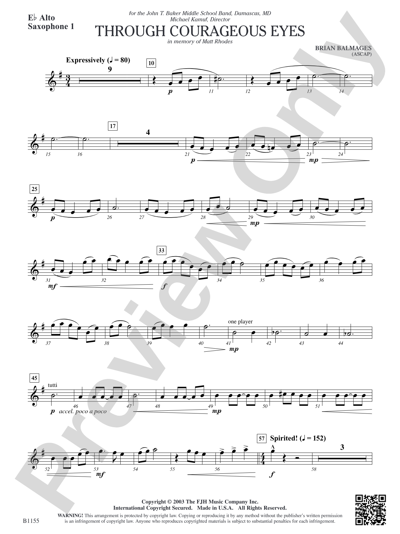 Through Courageous Eyes: E-flat Alto Saxophone 1