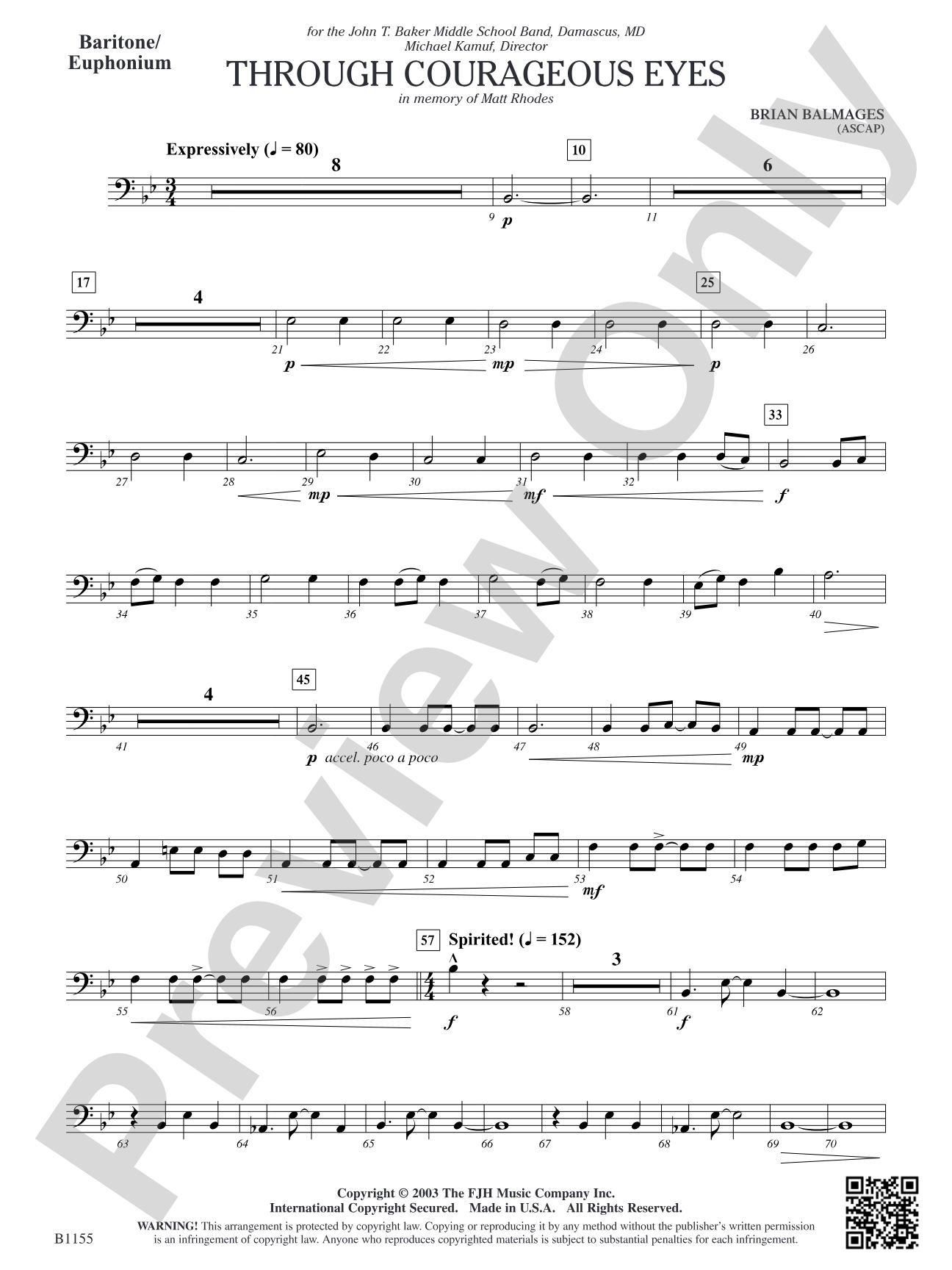 Through Courageous Eyes: Baritone/Euphonium