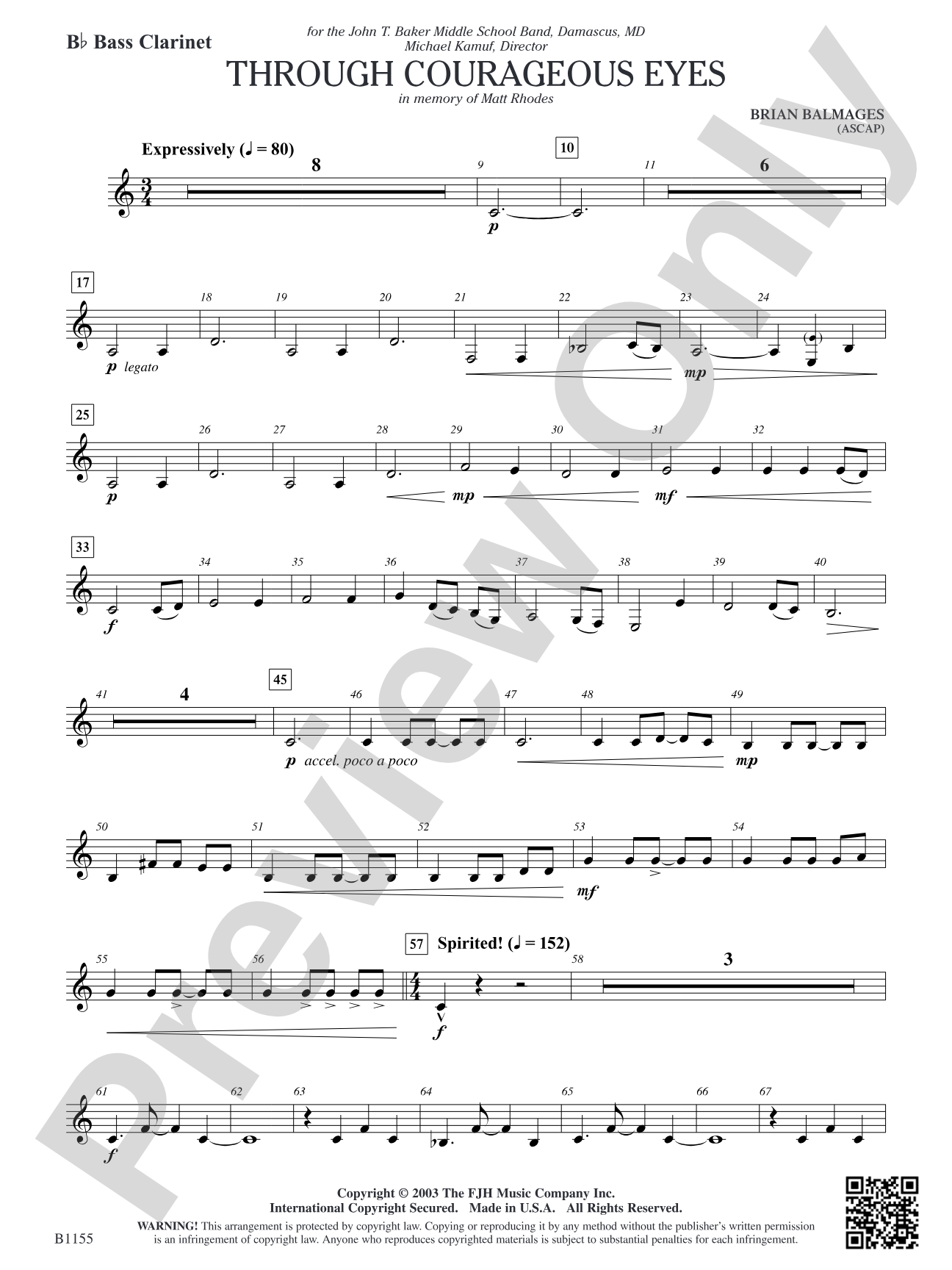 Through Courageous Eyes: B-flat Bass Clarinet