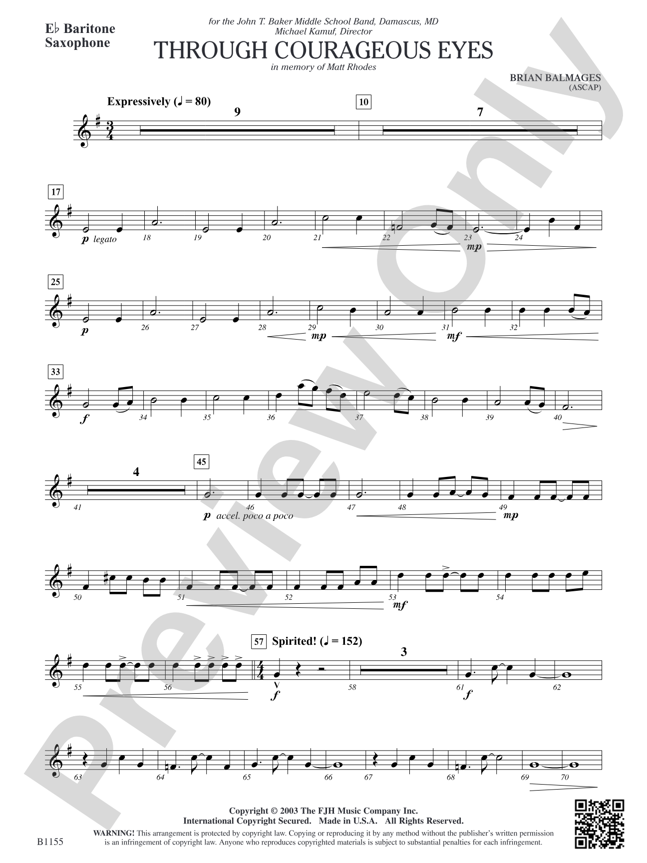 Through Courageous Eyes: E-flat Baritone Saxophone