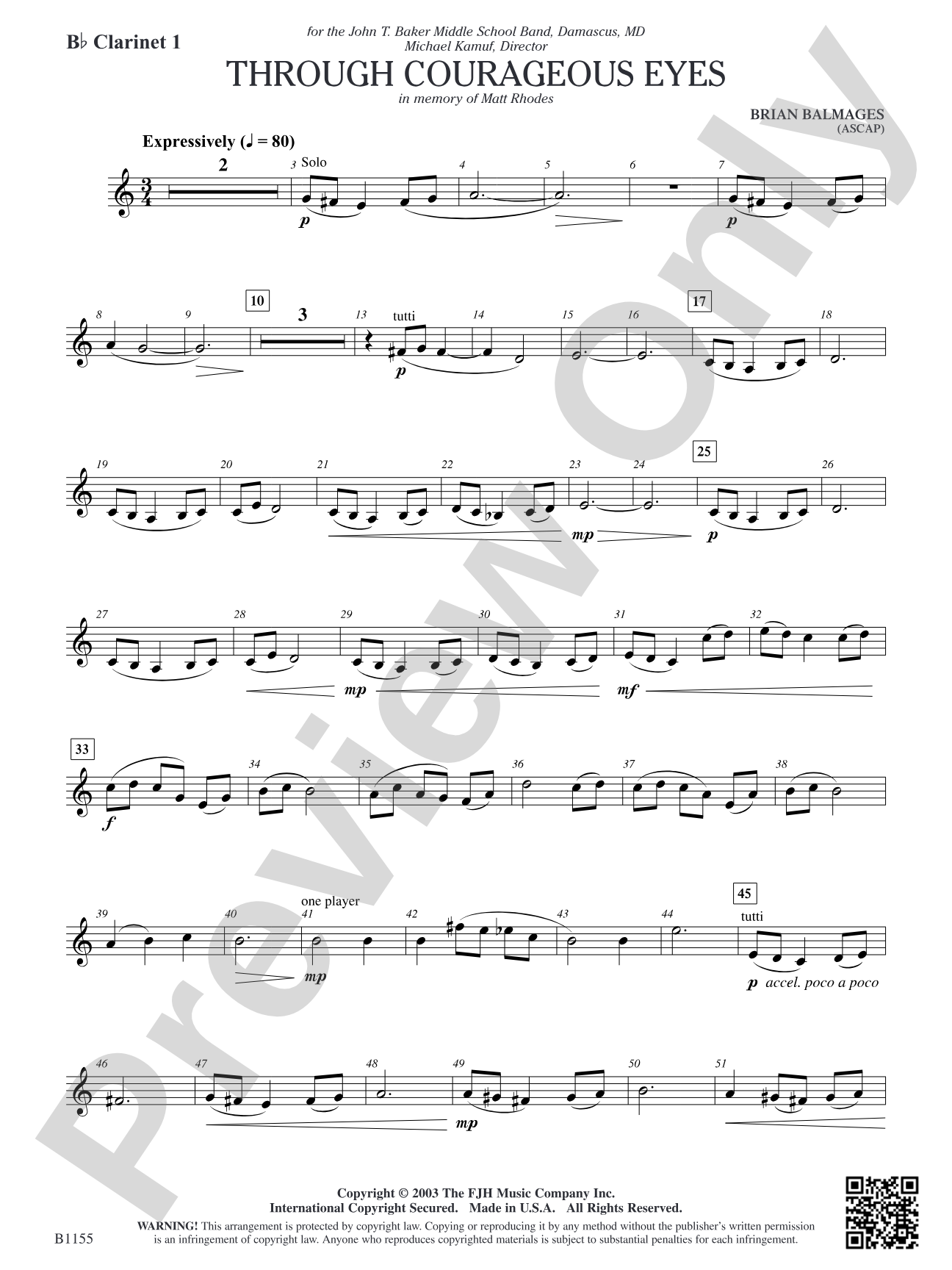 Through Courageous Eyes: B-flat Clarinet 1