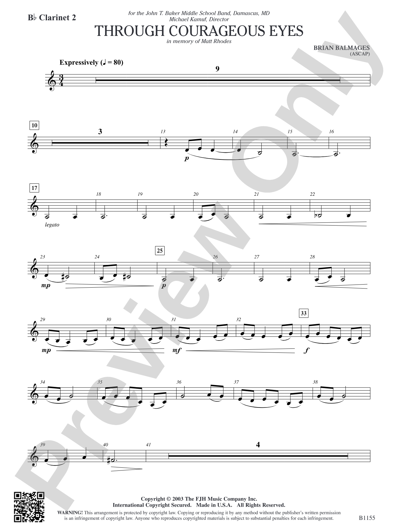 Through Courageous Eyes: B-flat Clarinet 2