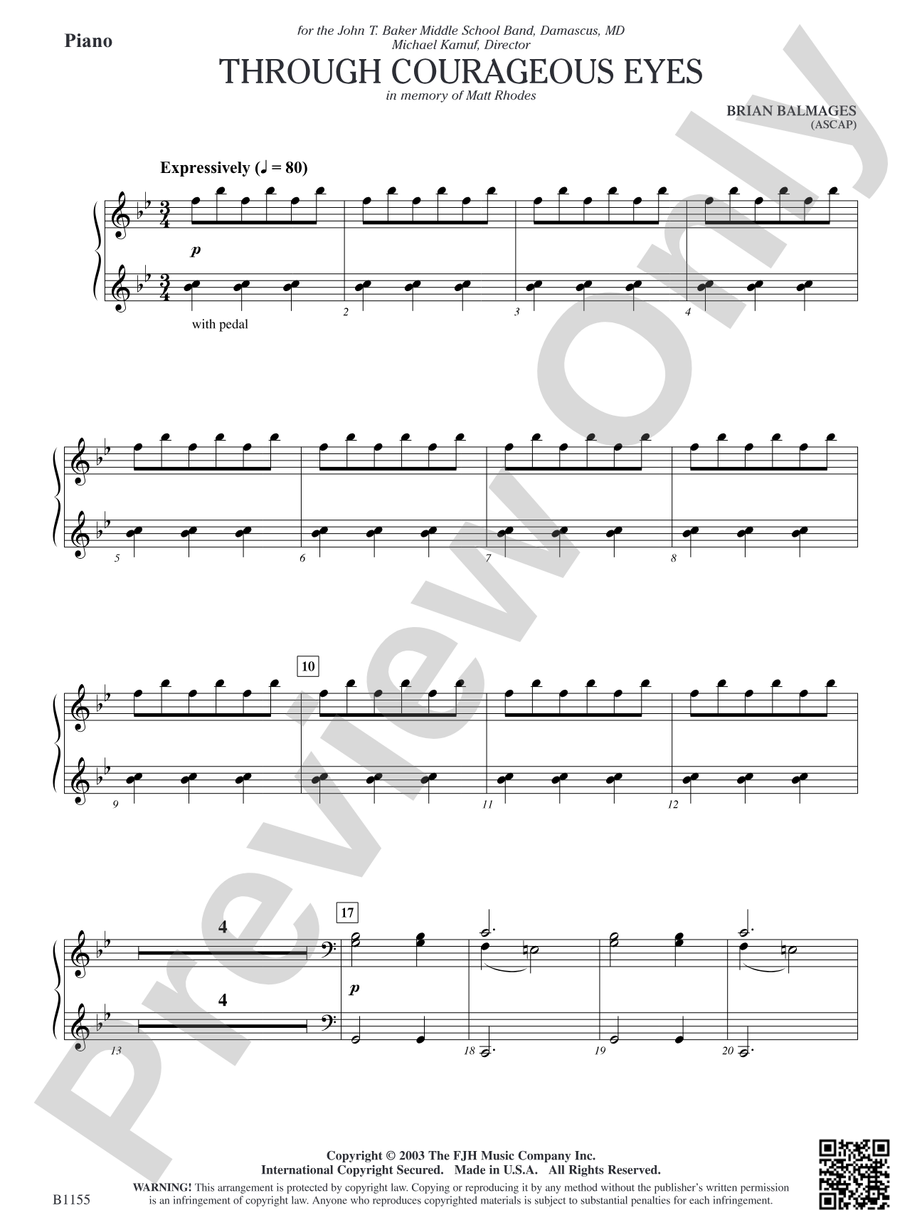 Through Courageous Eyes: Piano