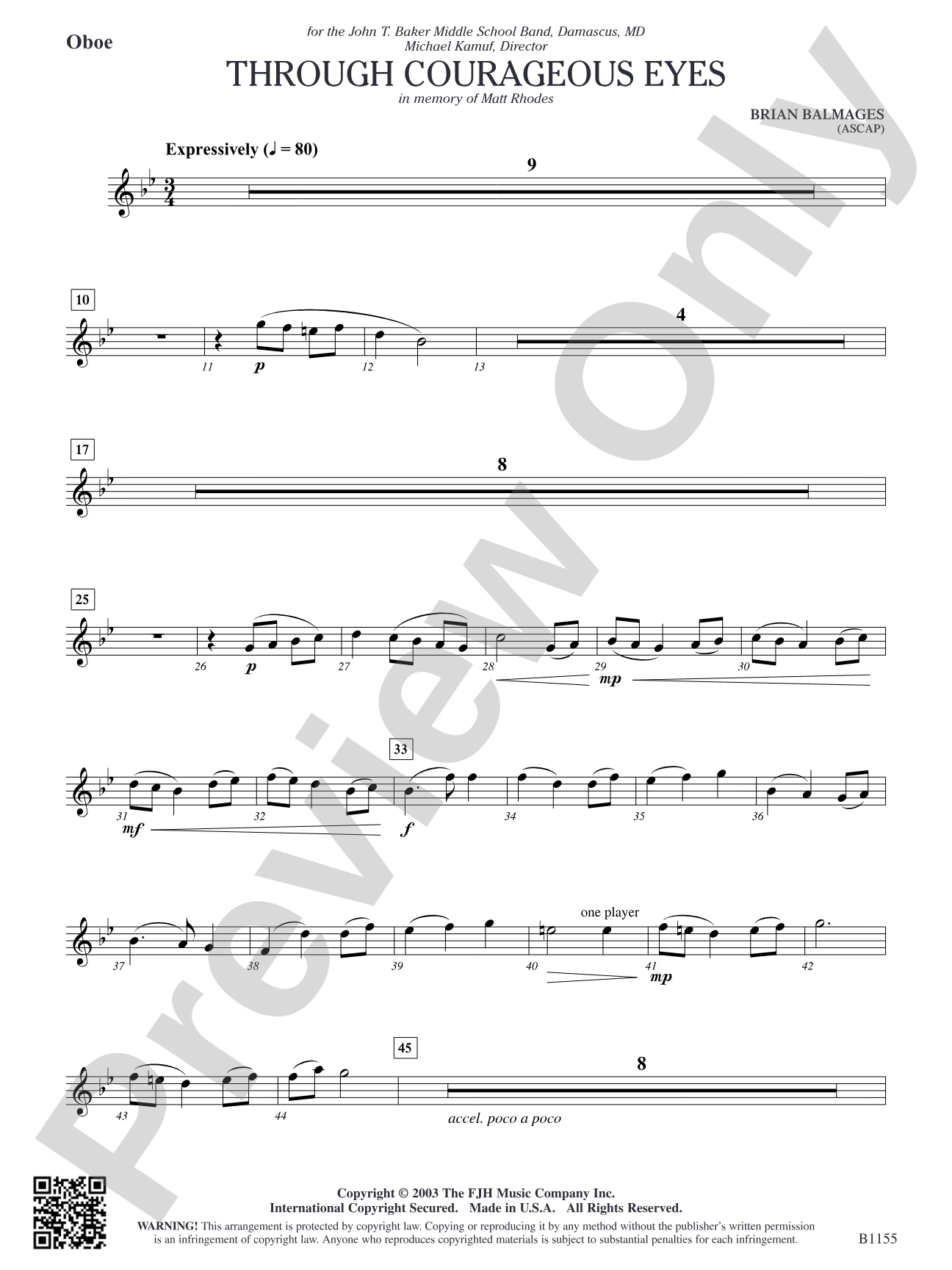 Through Courageous Eyes: Oboe