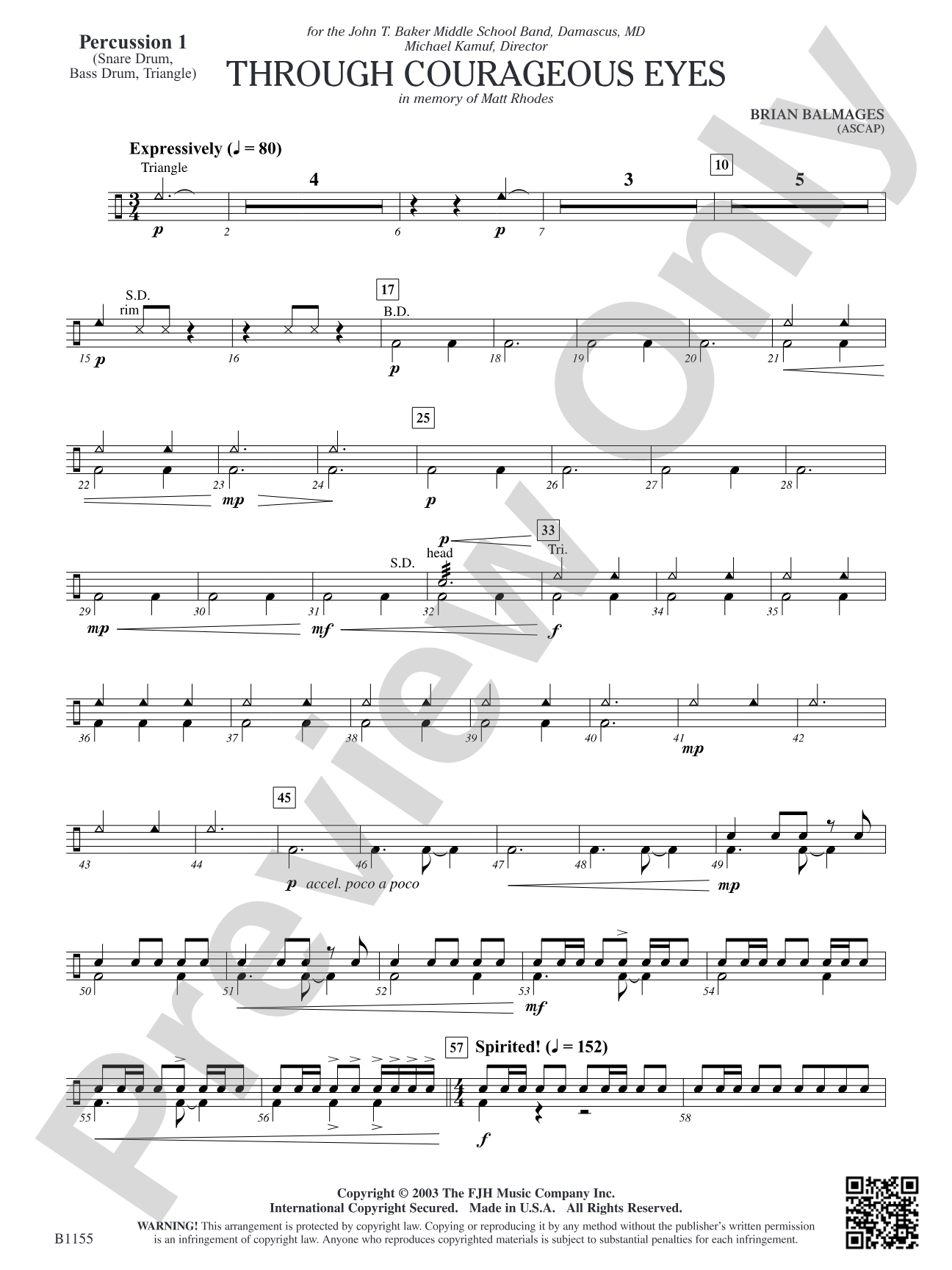 Through Courageous Eyes: Percussion 1