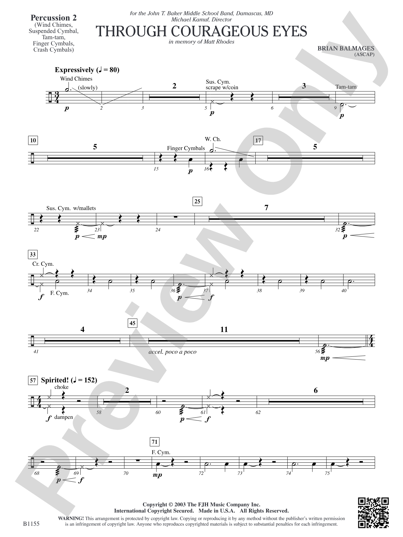 Through Courageous Eyes: Percussion 2