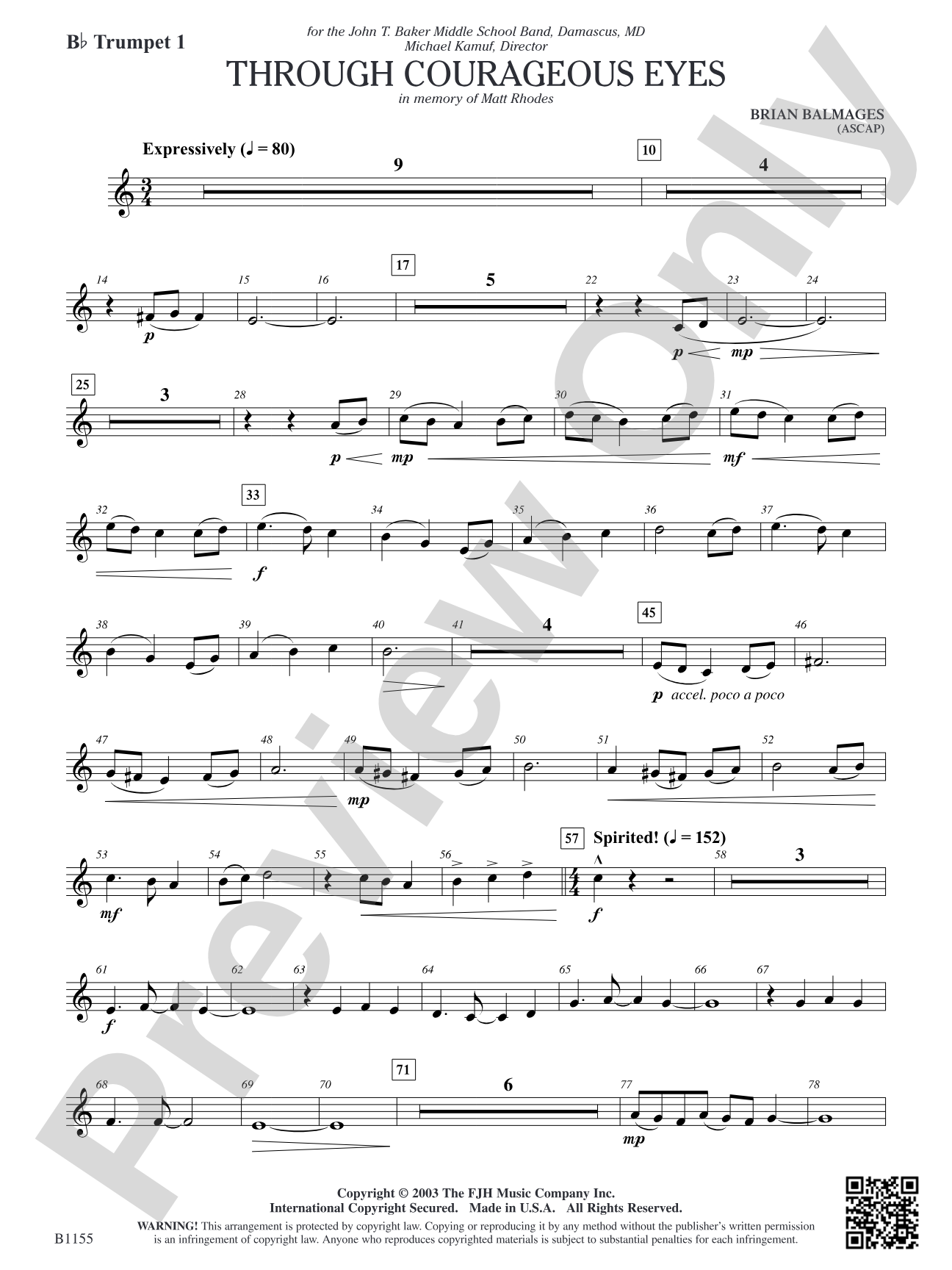 Through Courageous Eyes: B-flat Trumpet 1