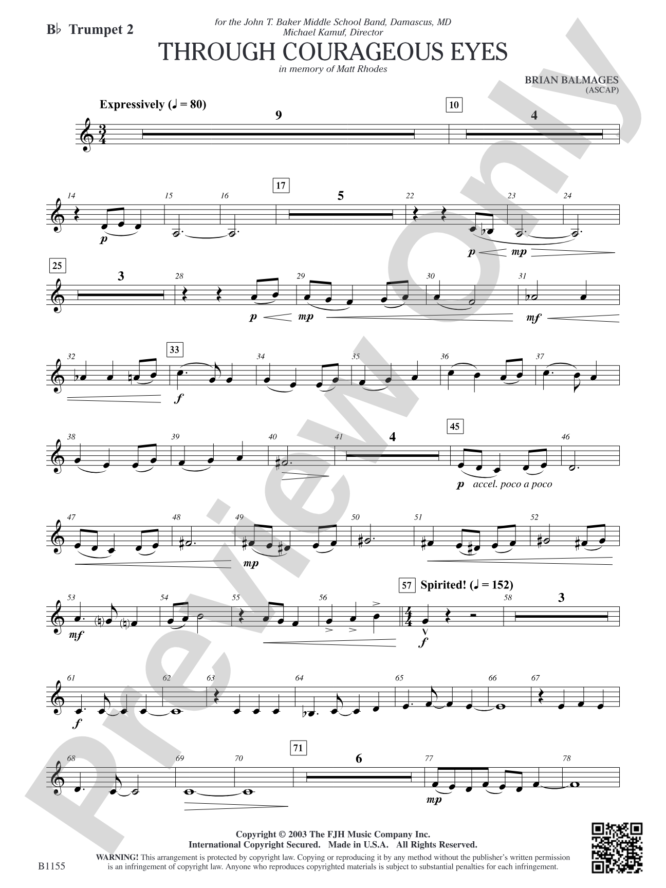 Through Courageous Eyes: B-flat Trumpet 2