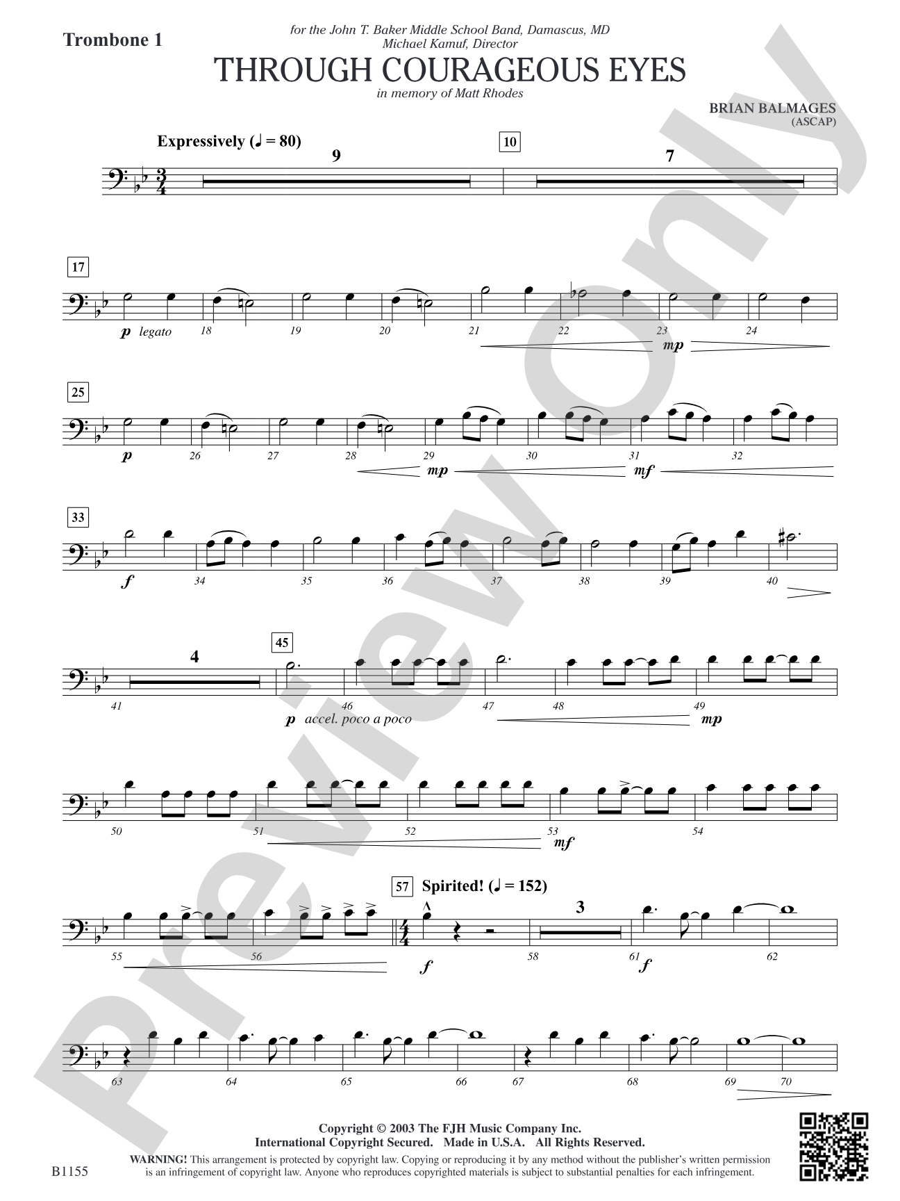 Through Courageous Eyes: Trombone 1