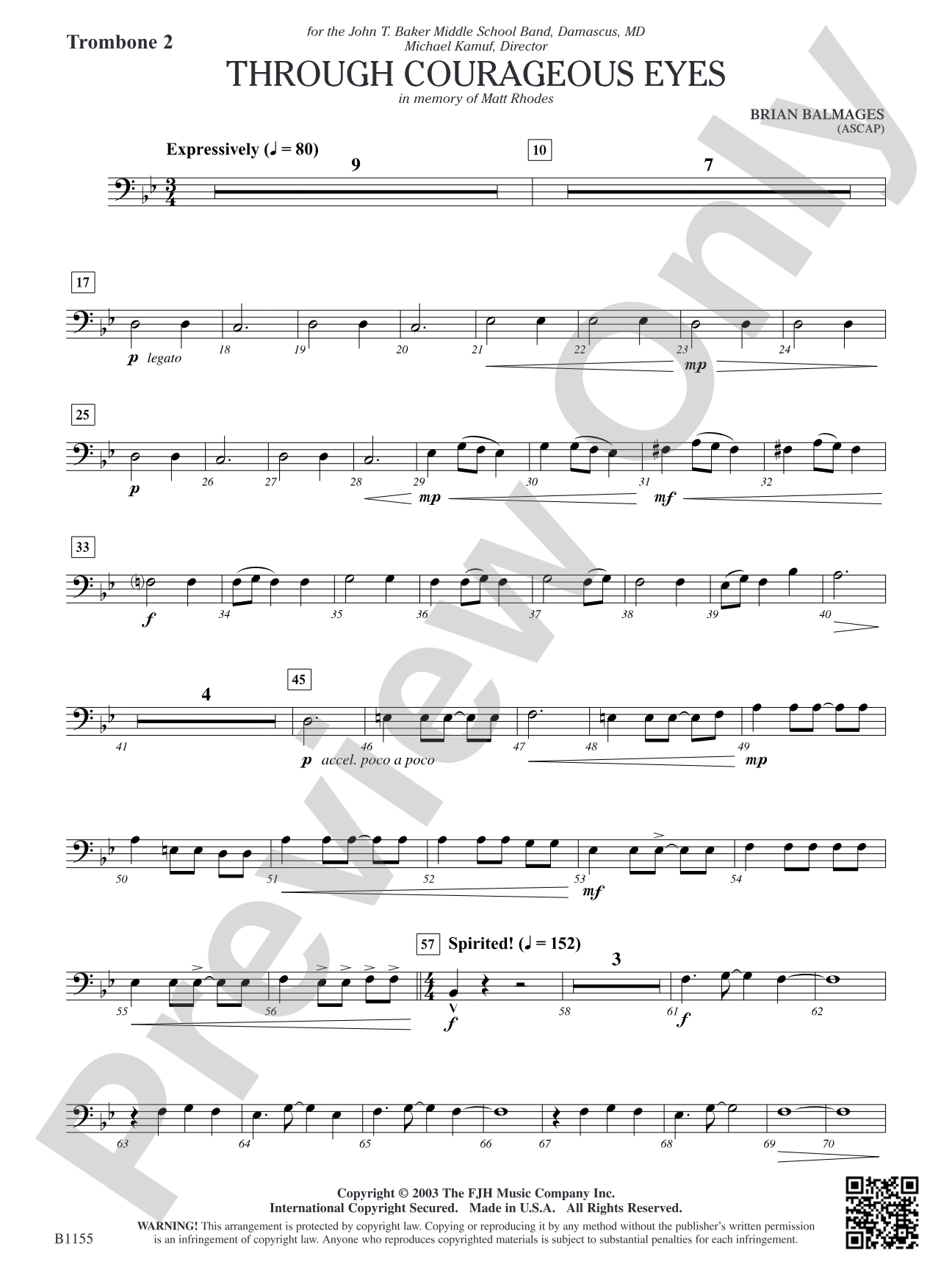 Through Courageous Eyes: Trombone 2