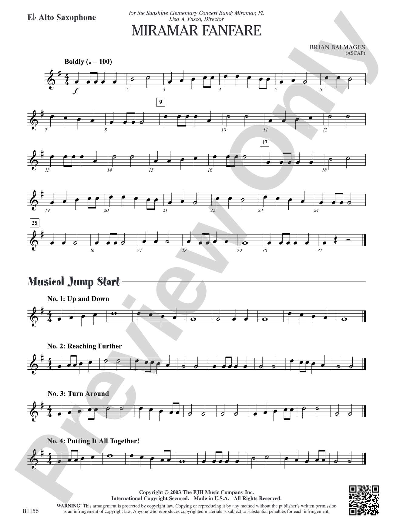 Miramar Fanfare: E-flat Alto Saxophone