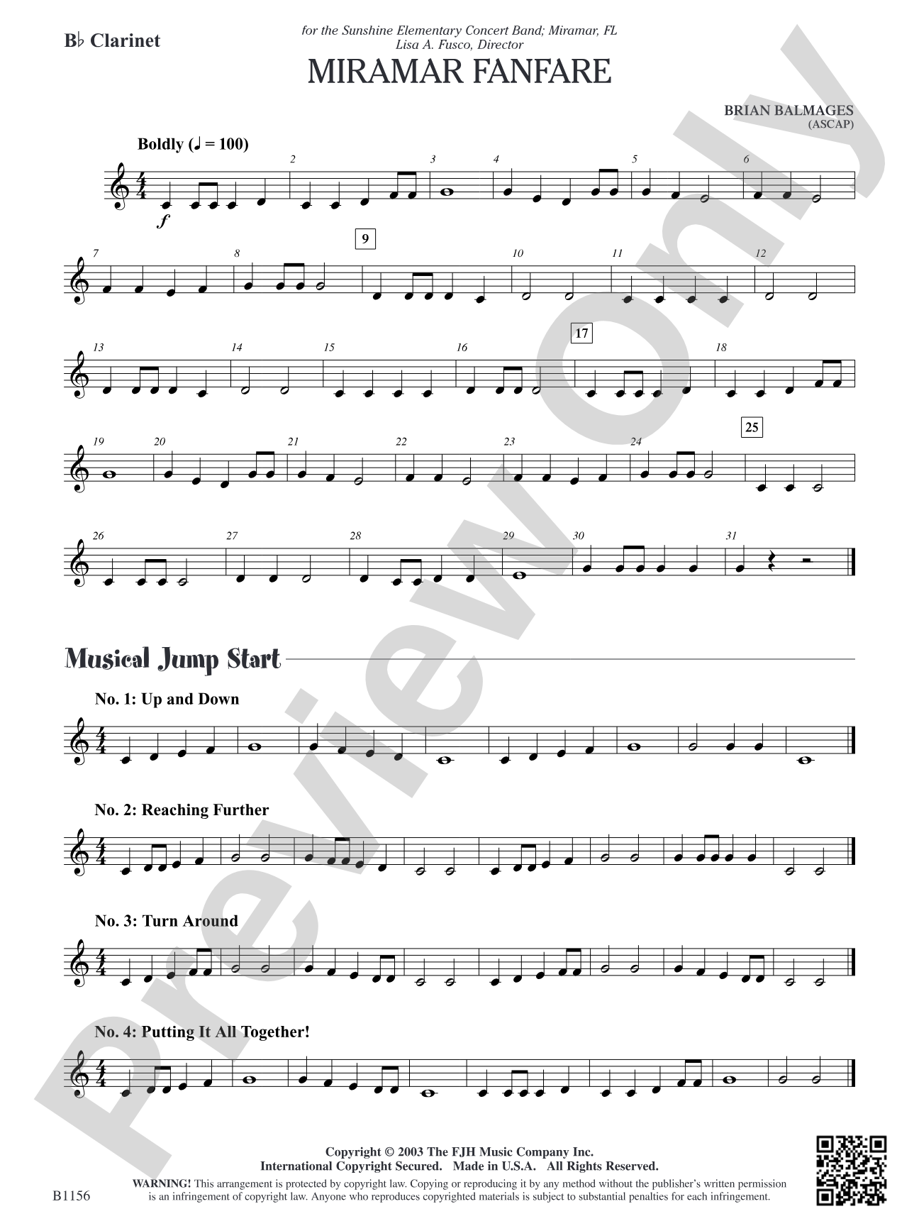 Miramar Fanfare: B-flat Clarinet