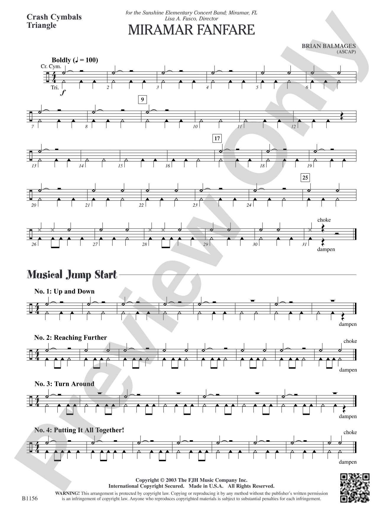 Miramar Fanfare: Crash Cymbals/Triangle