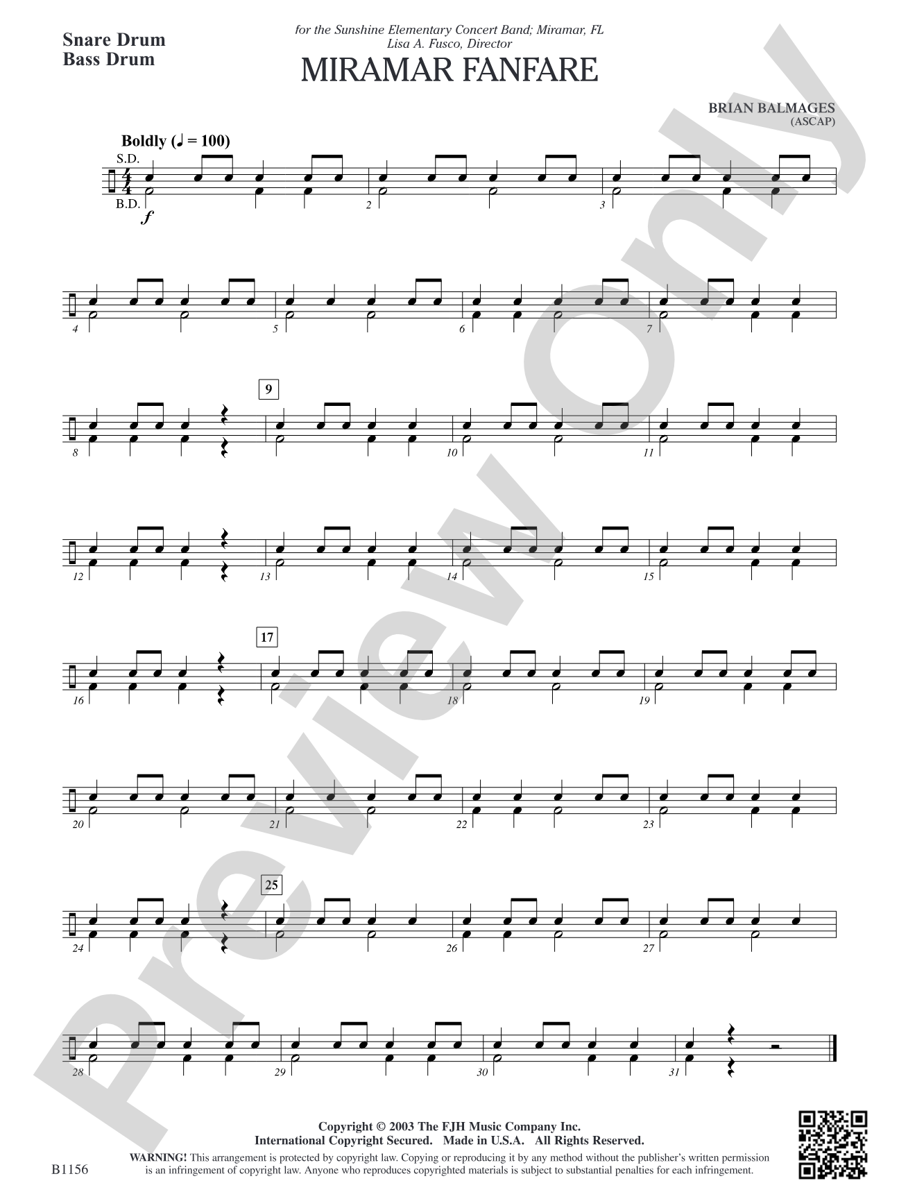 Miramar Fanfare: Snare Drum/Bass Drum