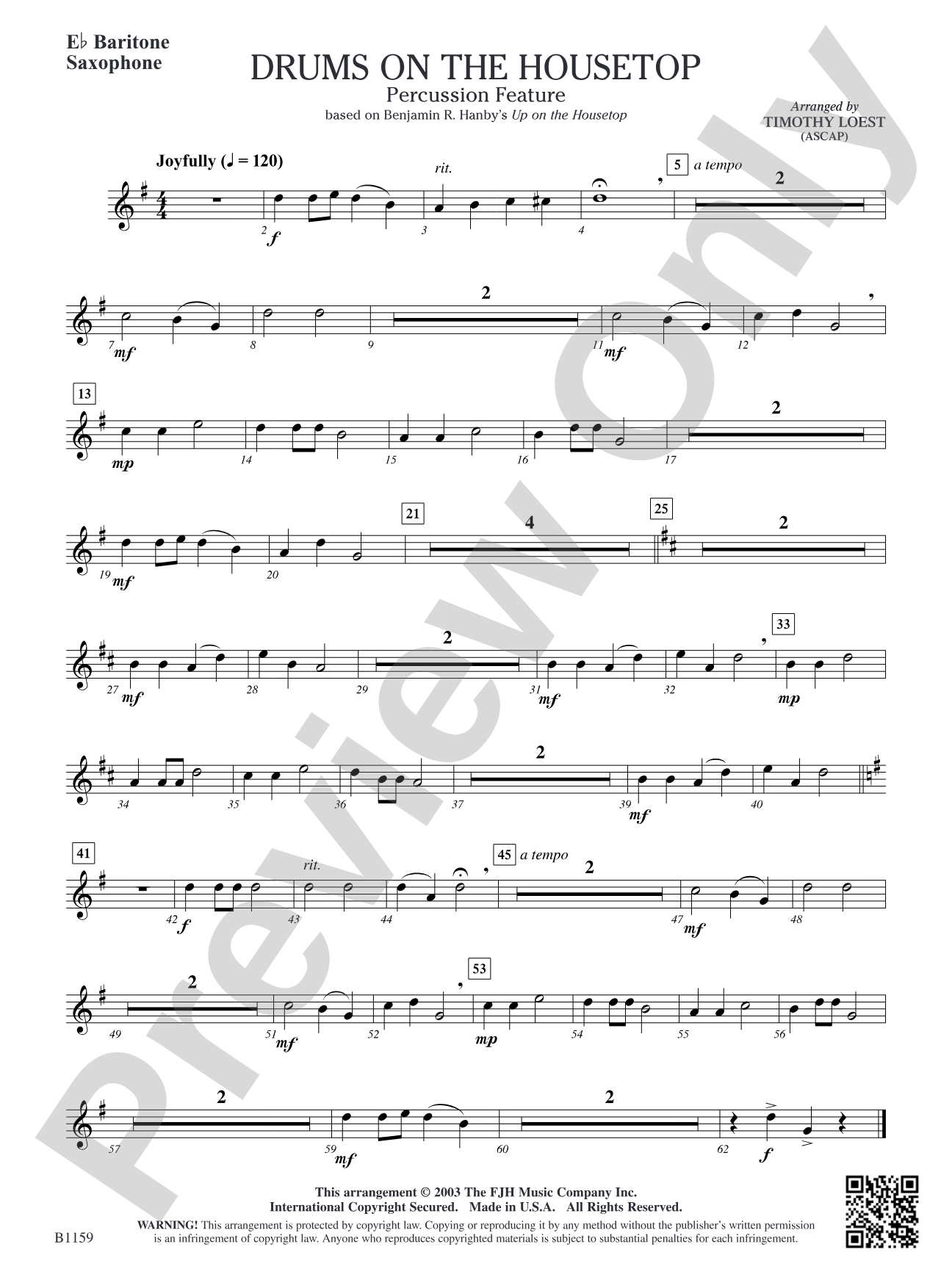 Drums on the Housetop: E-flat Baritone Saxophone
