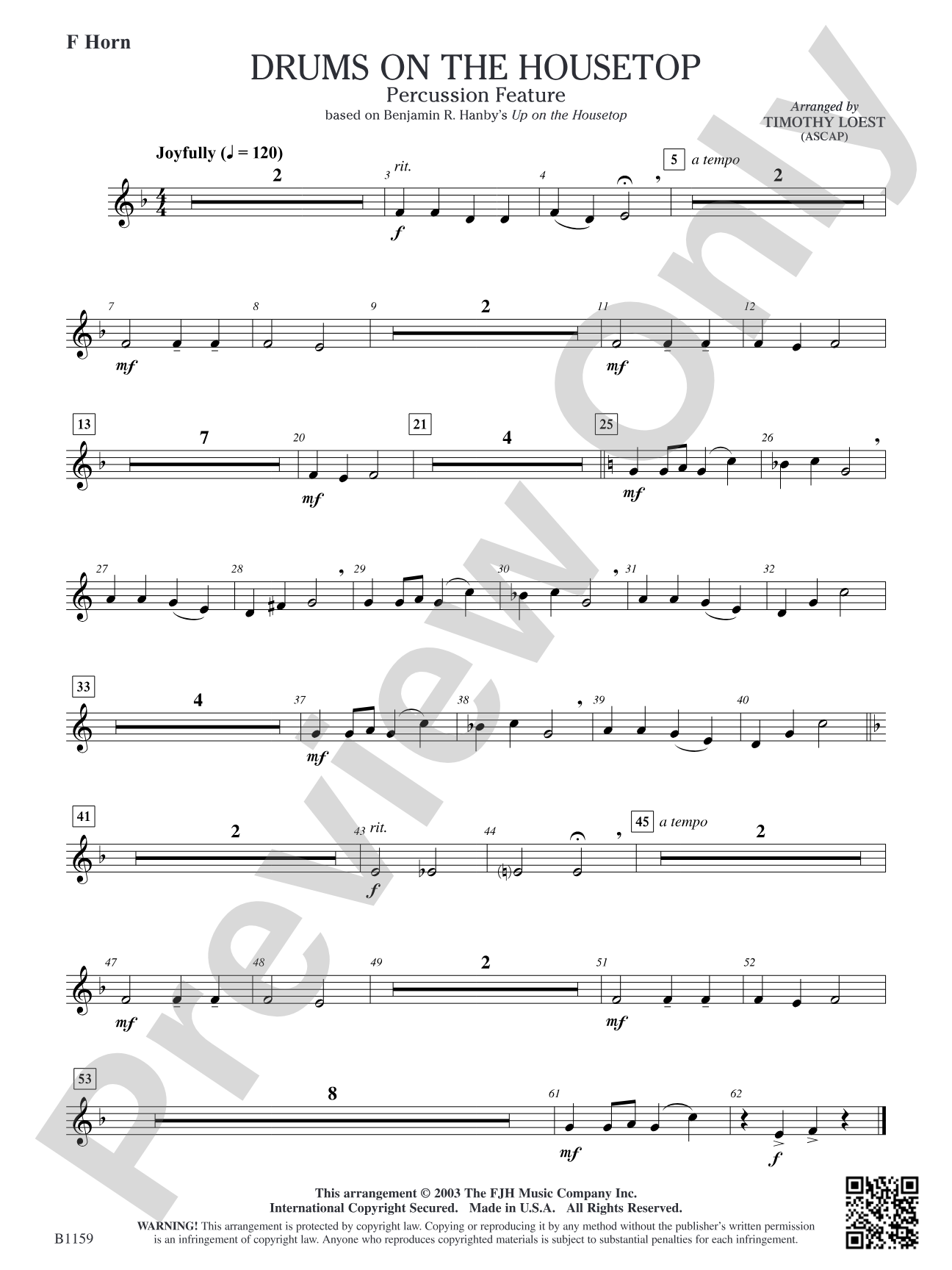 Drums on the Housetop: F Horn