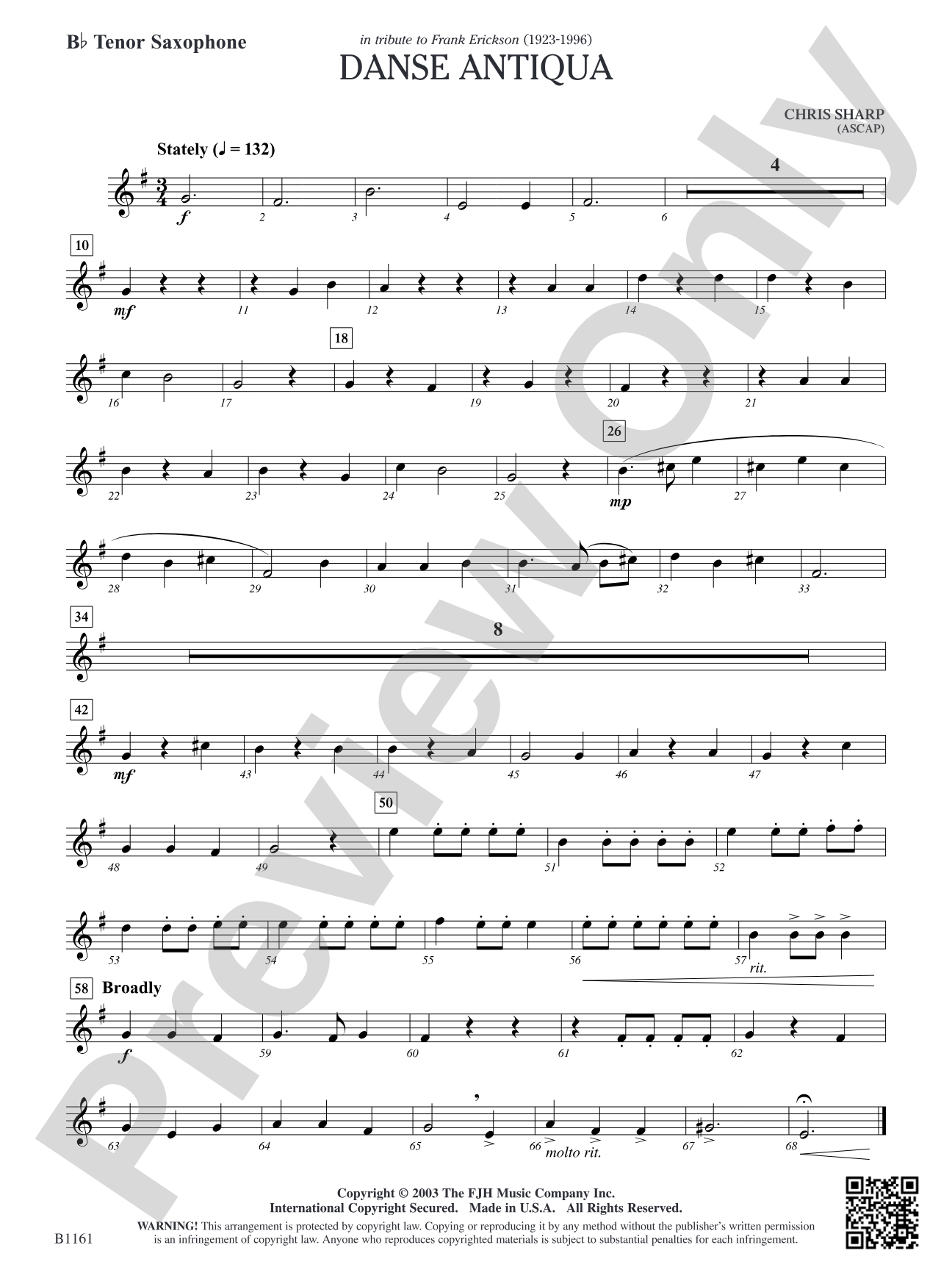 Danse Antiqua: B-flat Tenor Saxophone
