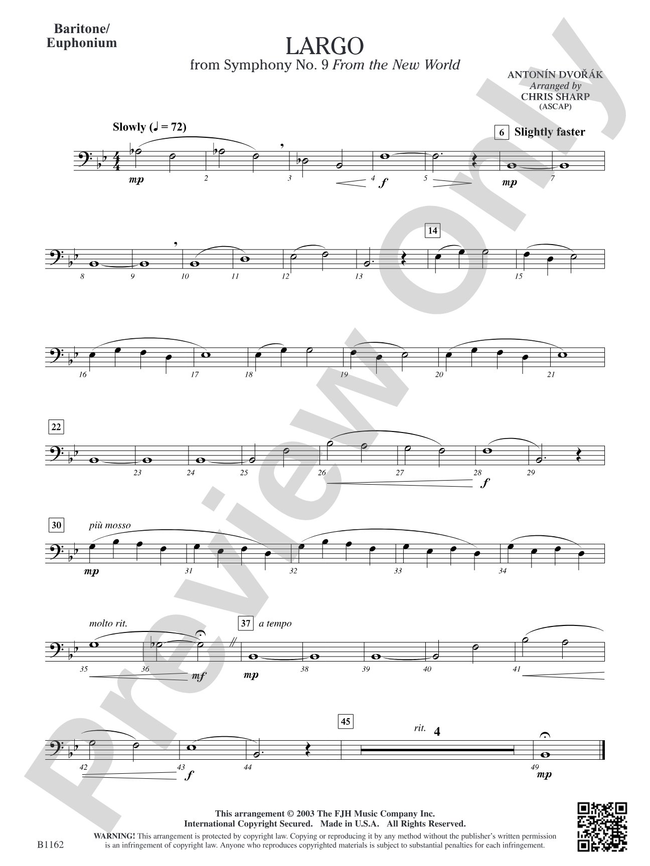 Largo from Symphony No. 9: Baritone/Euphonium
