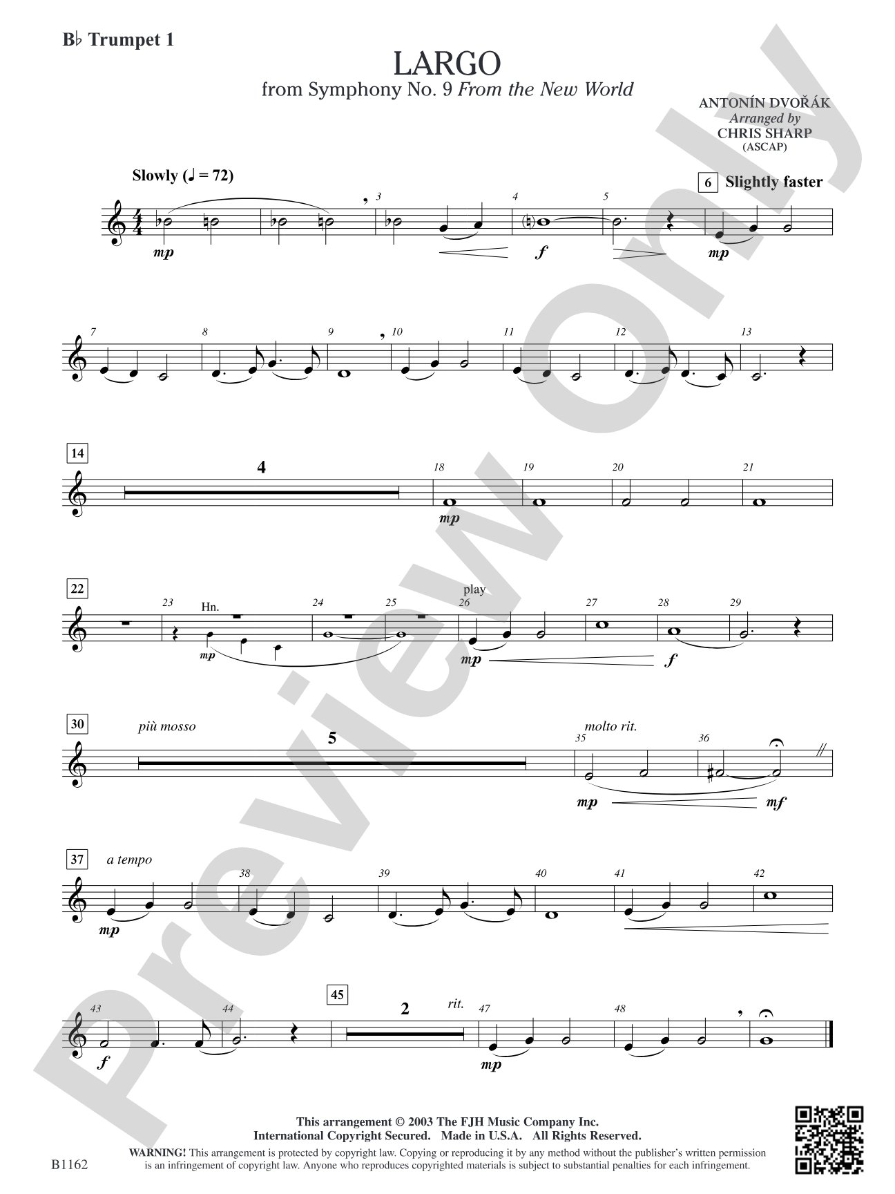 Largo from Symphony No. 9: B-flat Trumpet 1