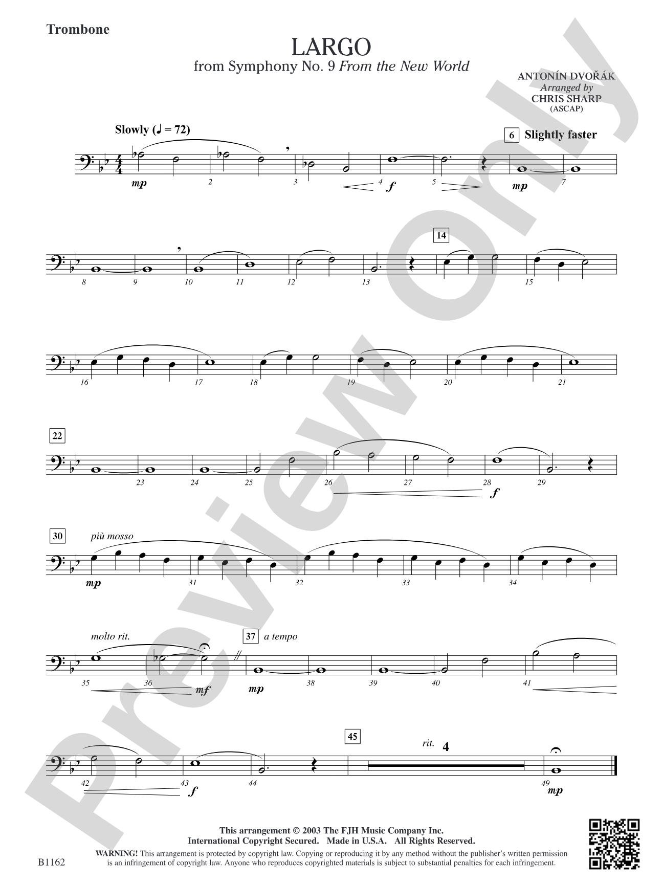 Largo from Symphony No. 9: Trombone