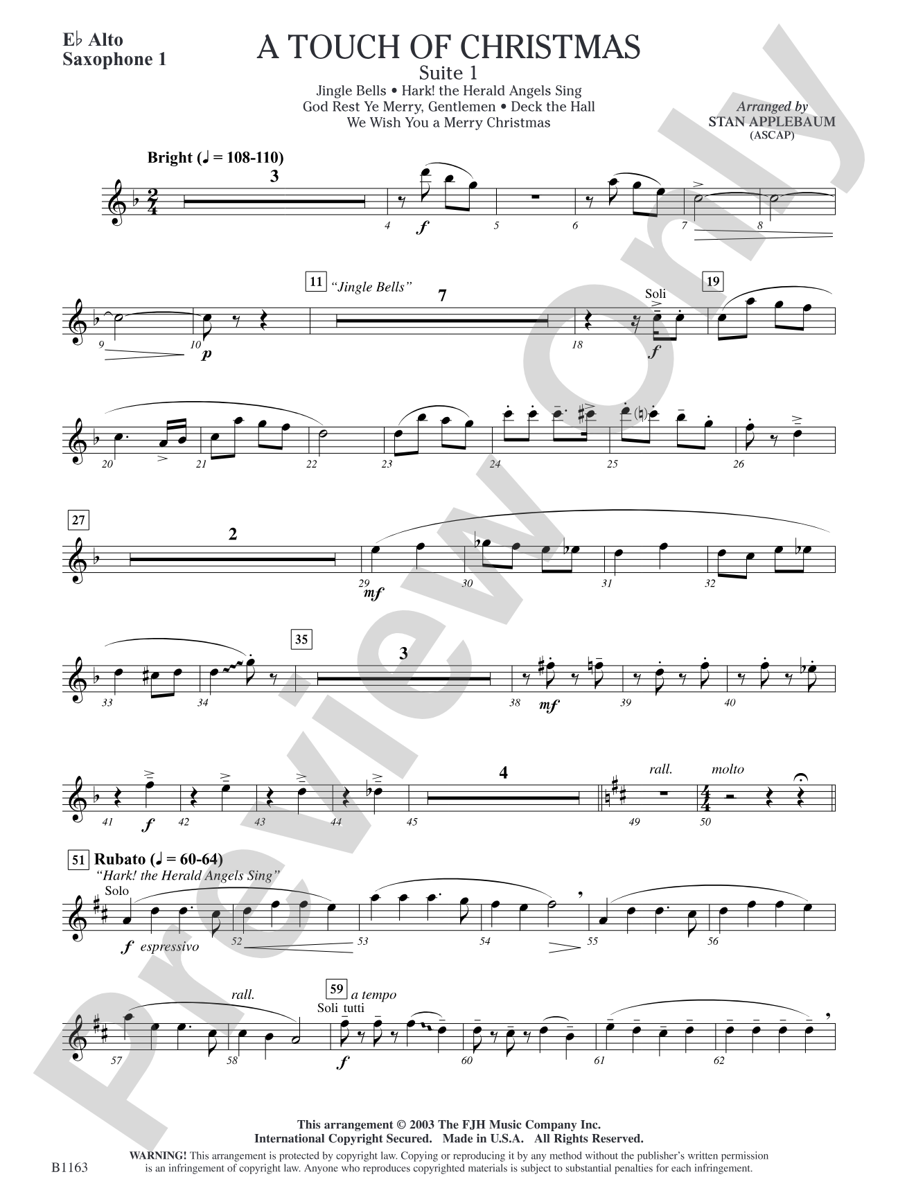 A Touch of Christmas: Suite 1: E-flat Alto Saxophone 1