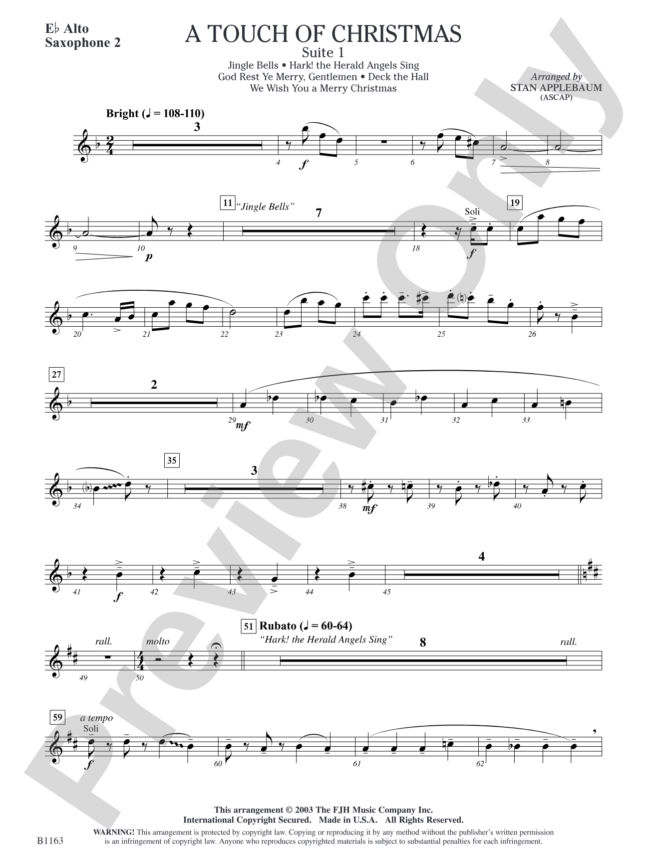 A Touch of Christmas: Suite 1: E-flat Alto Saxophone 2