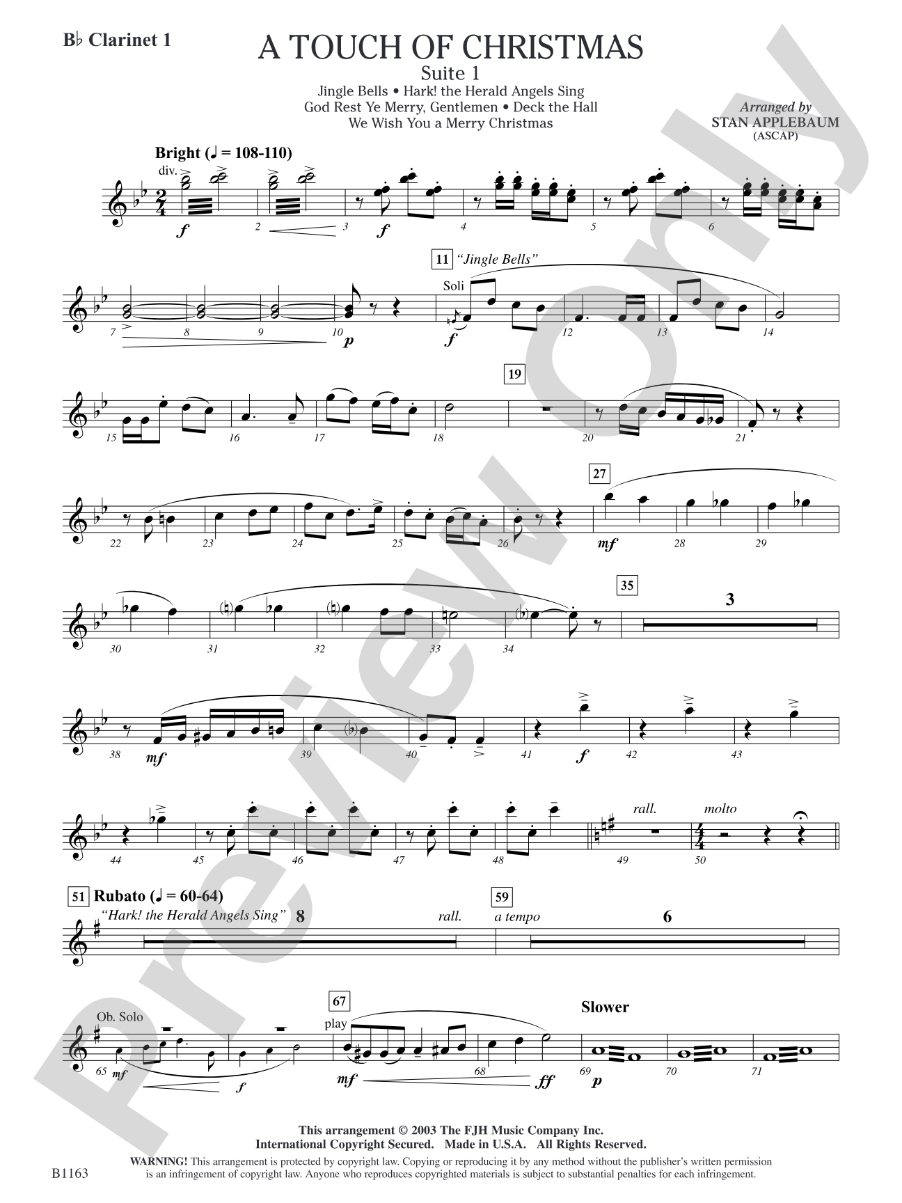 A Touch of Christmas: Suite 1: B-flat Clarinet 1