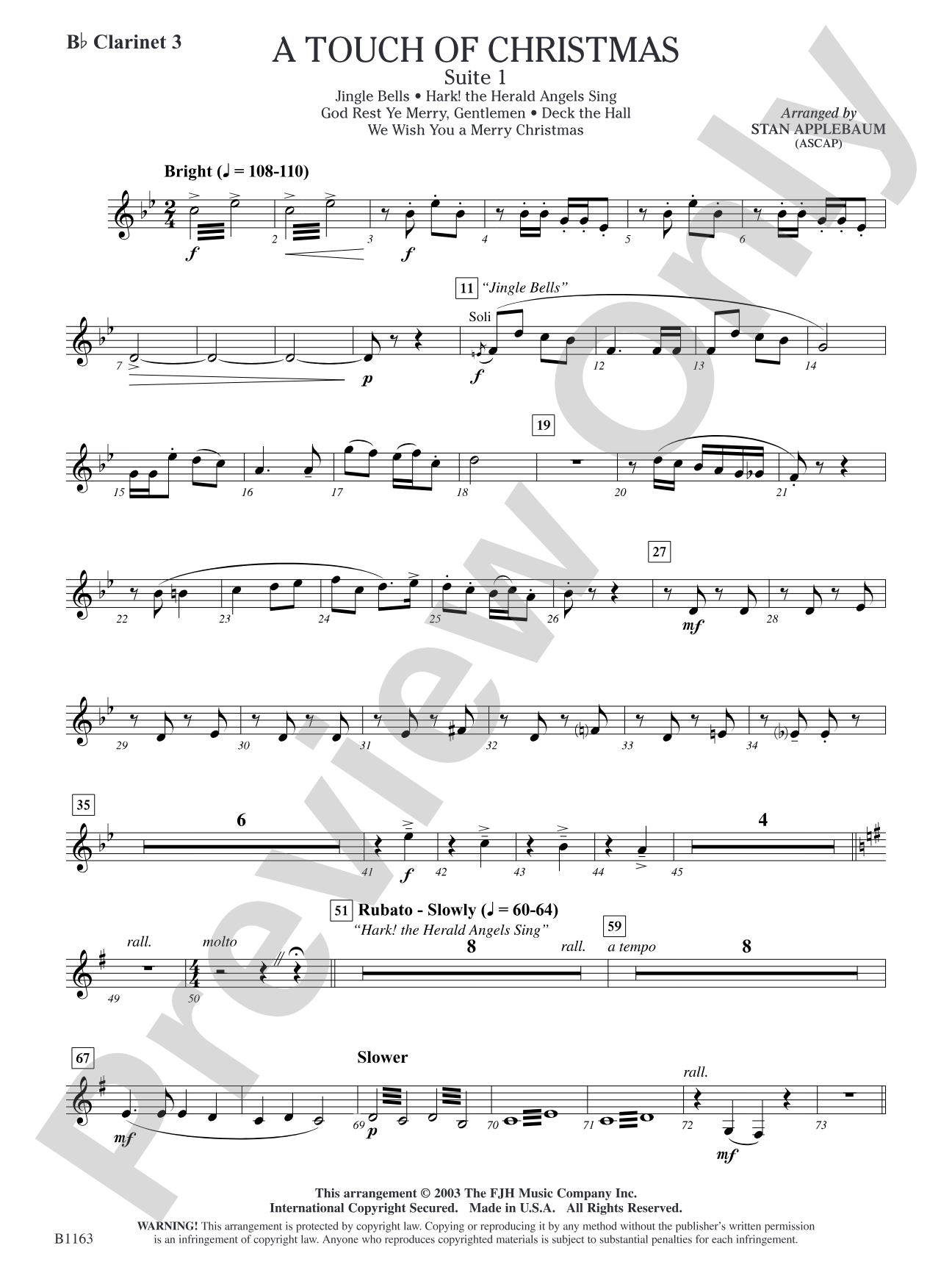 A Touch of Christmas: Suite 1: B-flat Clarinet 3
