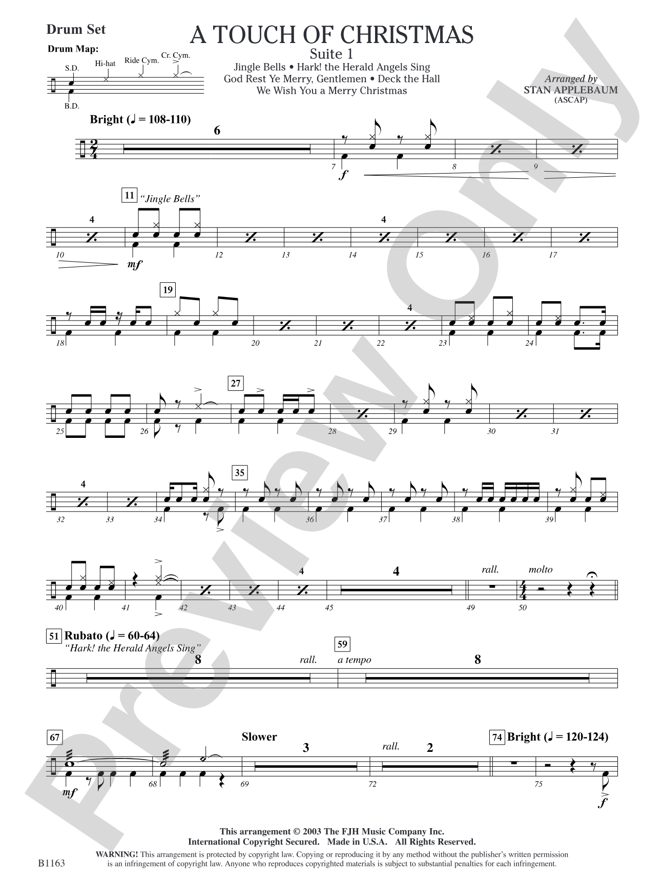 A Touch of Christmas: Suite 1: Drum Set