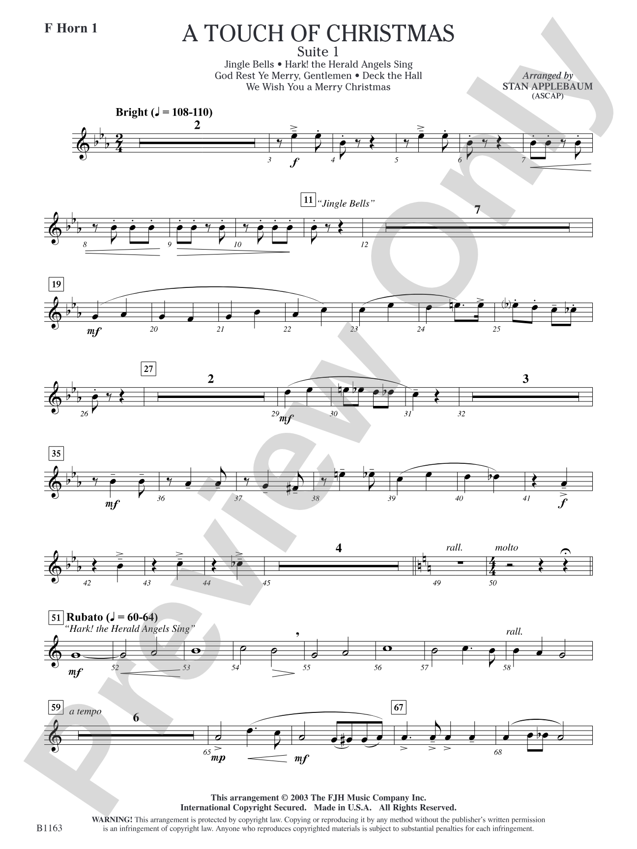 A Touch of Christmas: Suite 1: F Horn 1