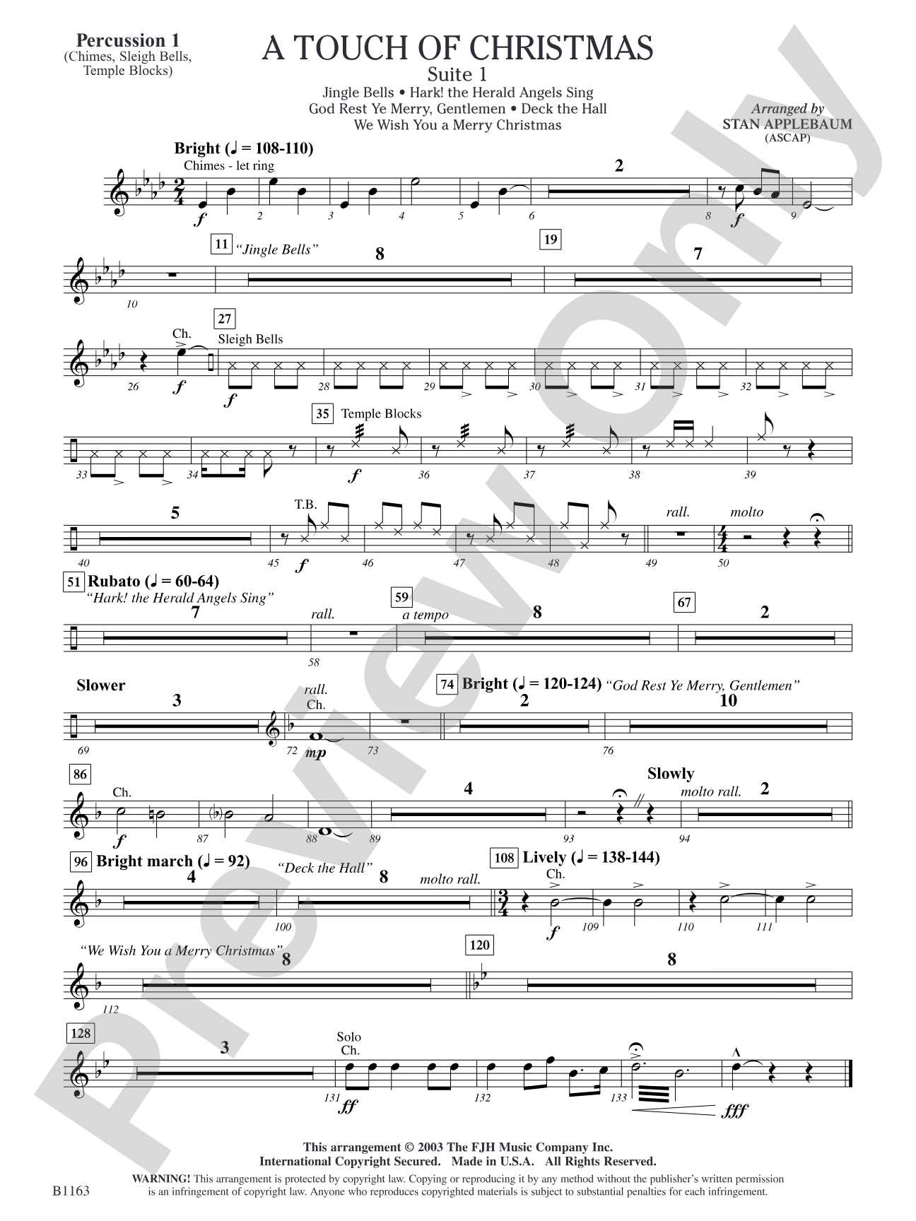 A Touch of Christmas: Suite 1: Percussion 1