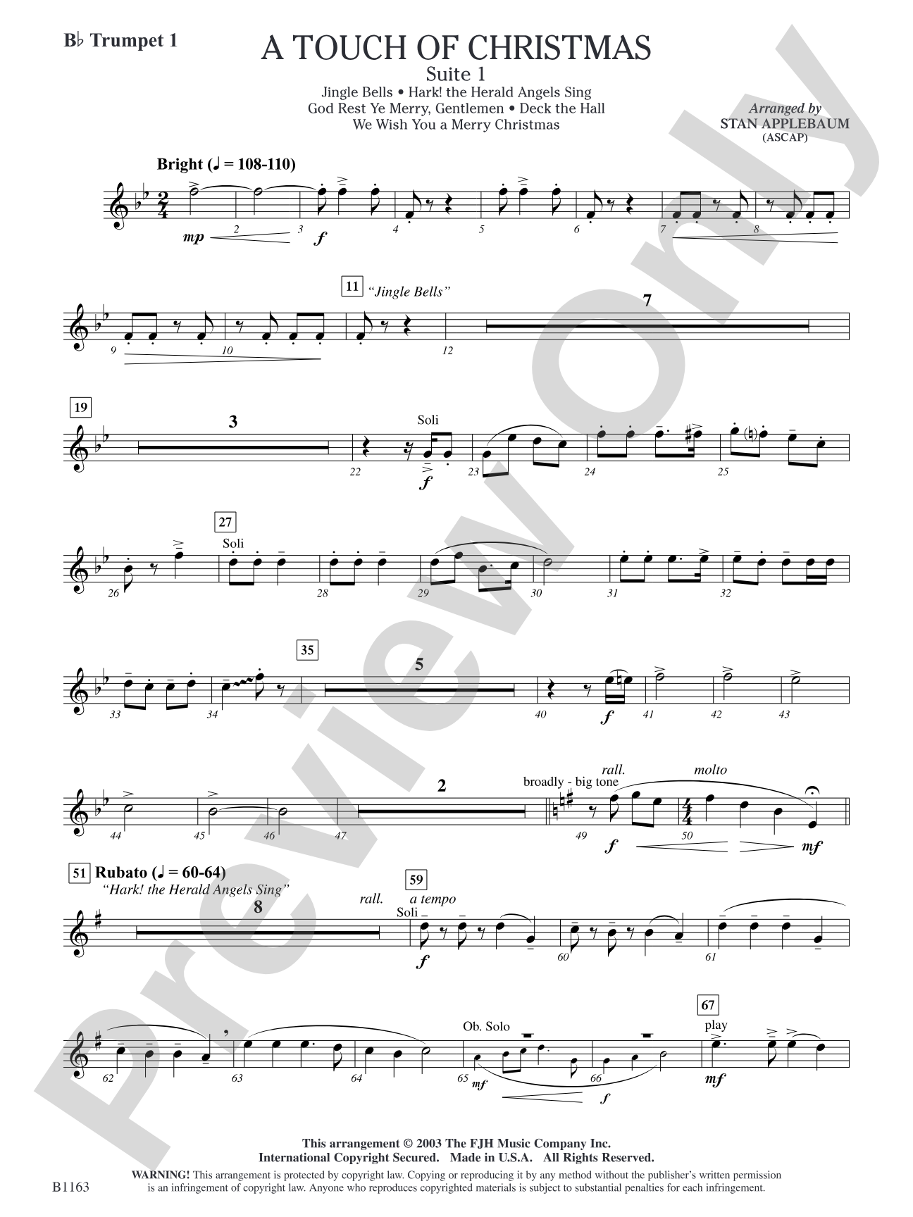 A Touch of Christmas: Suite 1: B-flat Trumpet 1