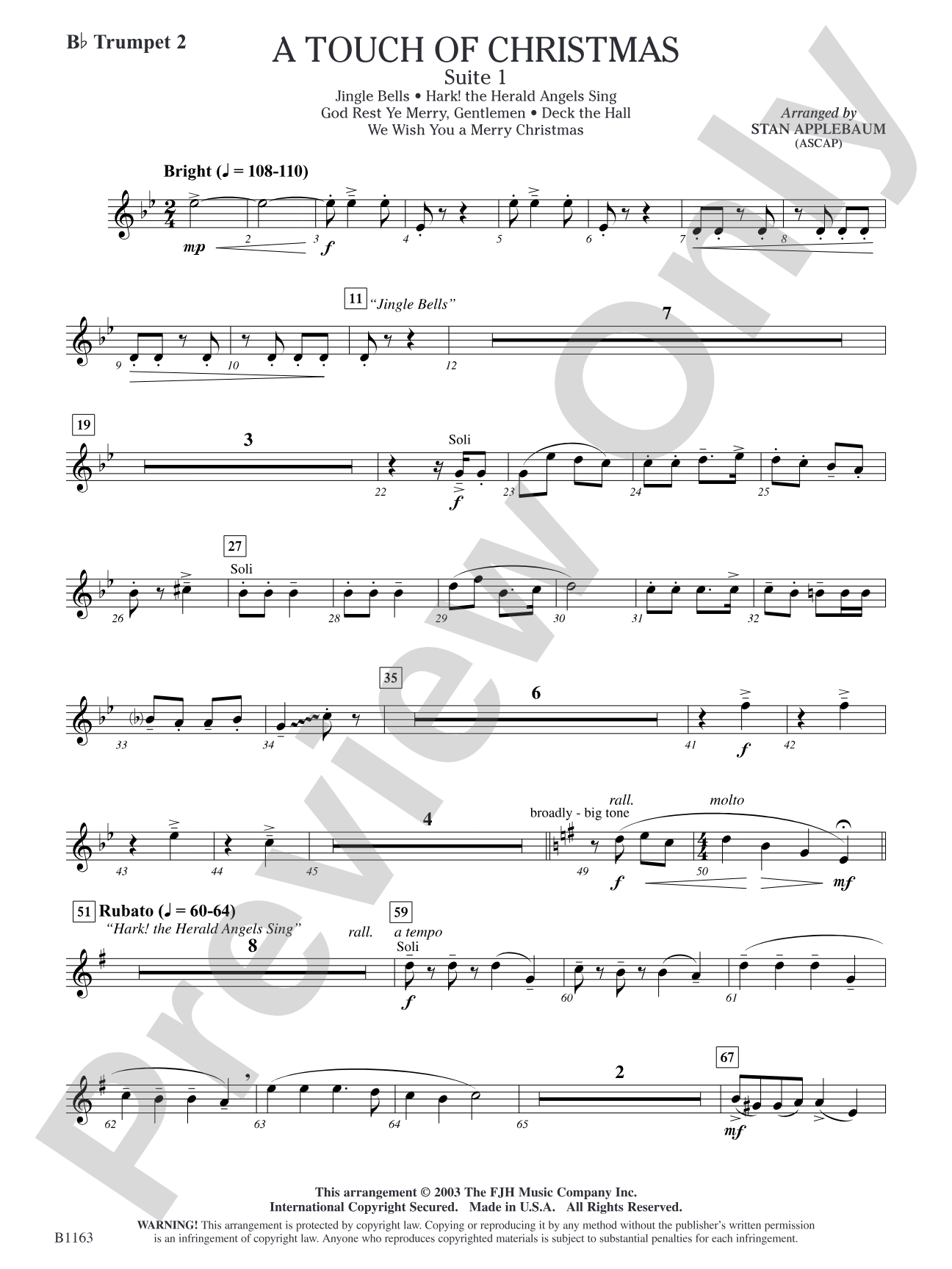 A Touch of Christmas: Suite 1: B-flat Trumpet 2
